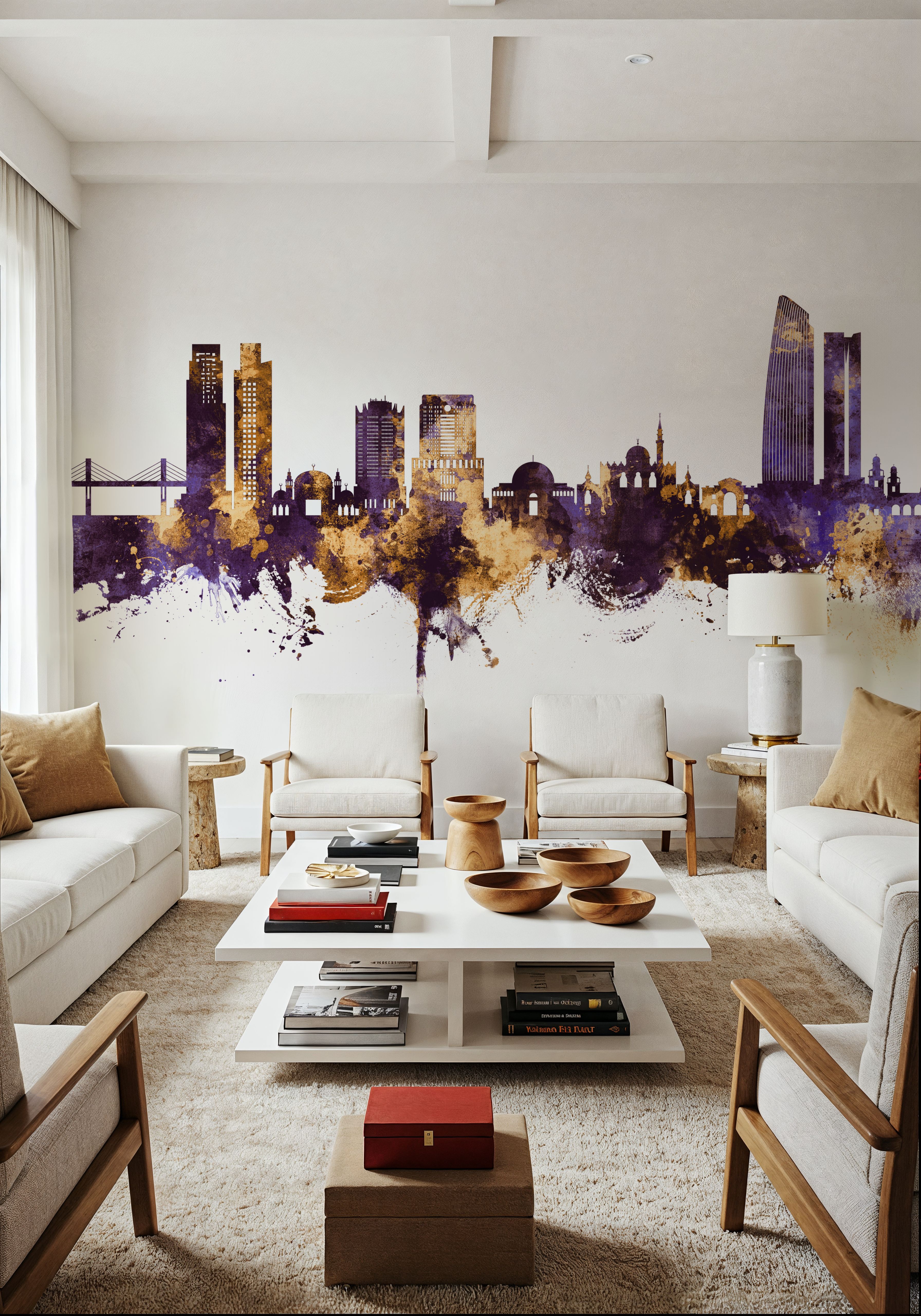 Amman Skyline Purple & Gold