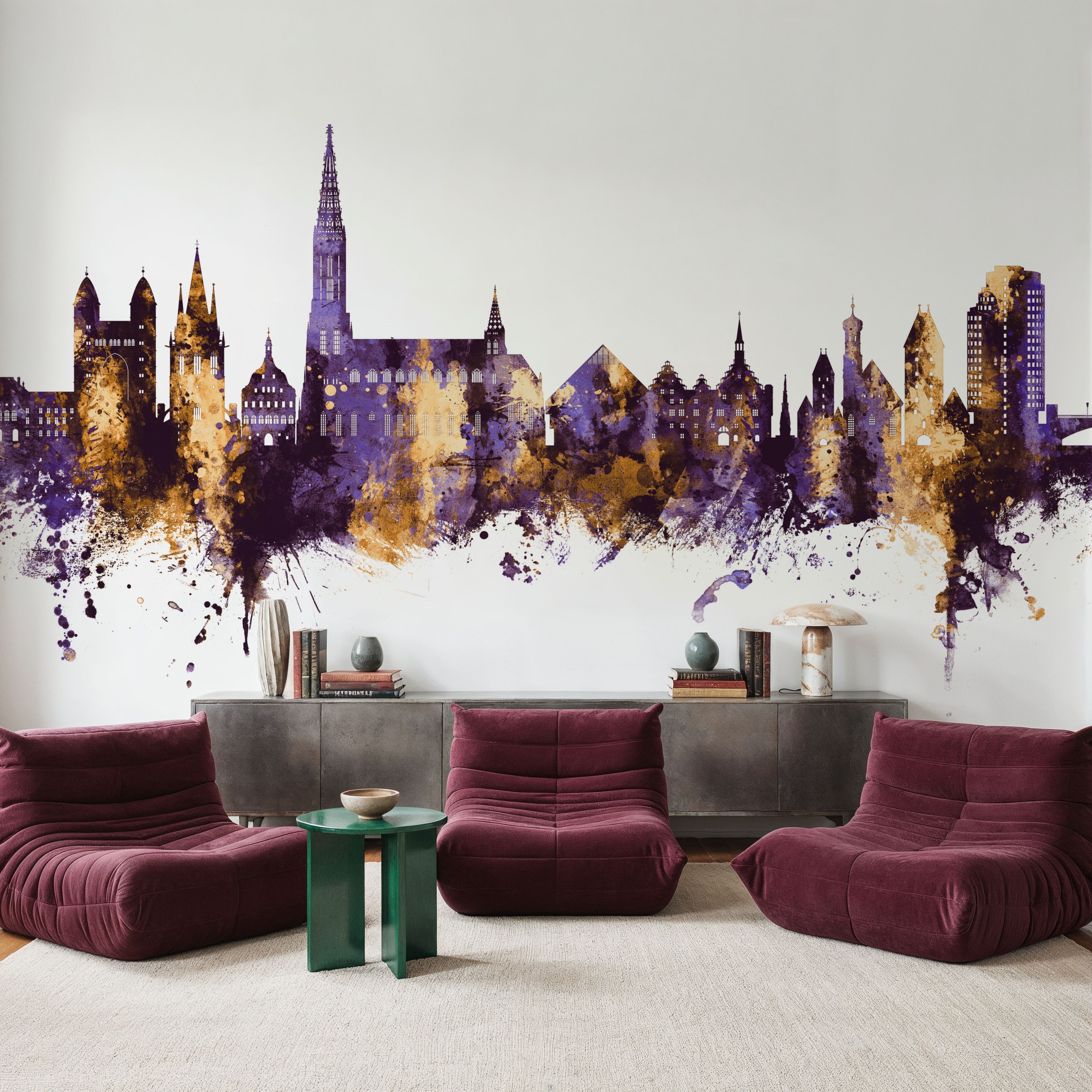 Ulm Germany Skyline Purple & Gold