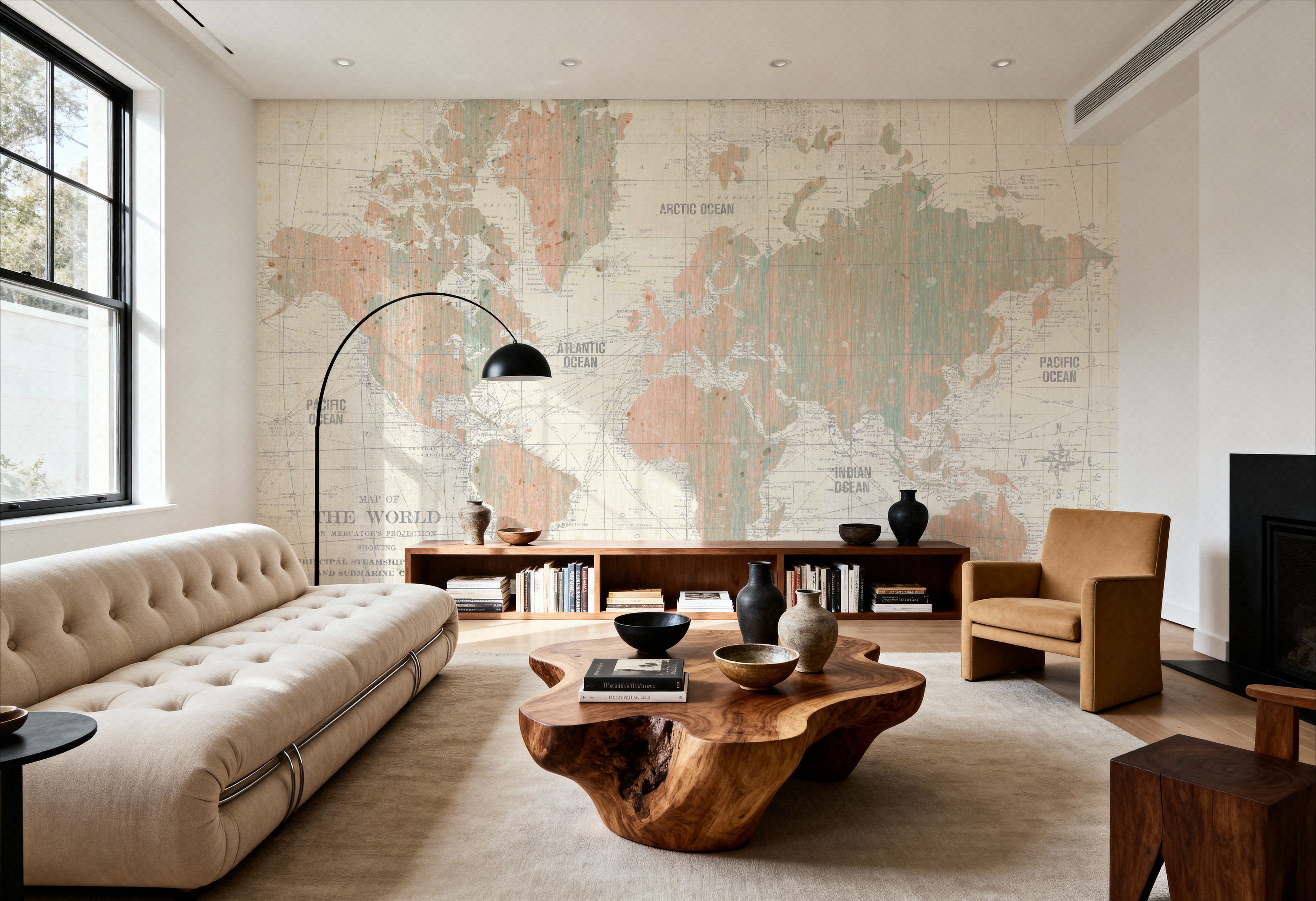 Old World Map Blush and Mint
