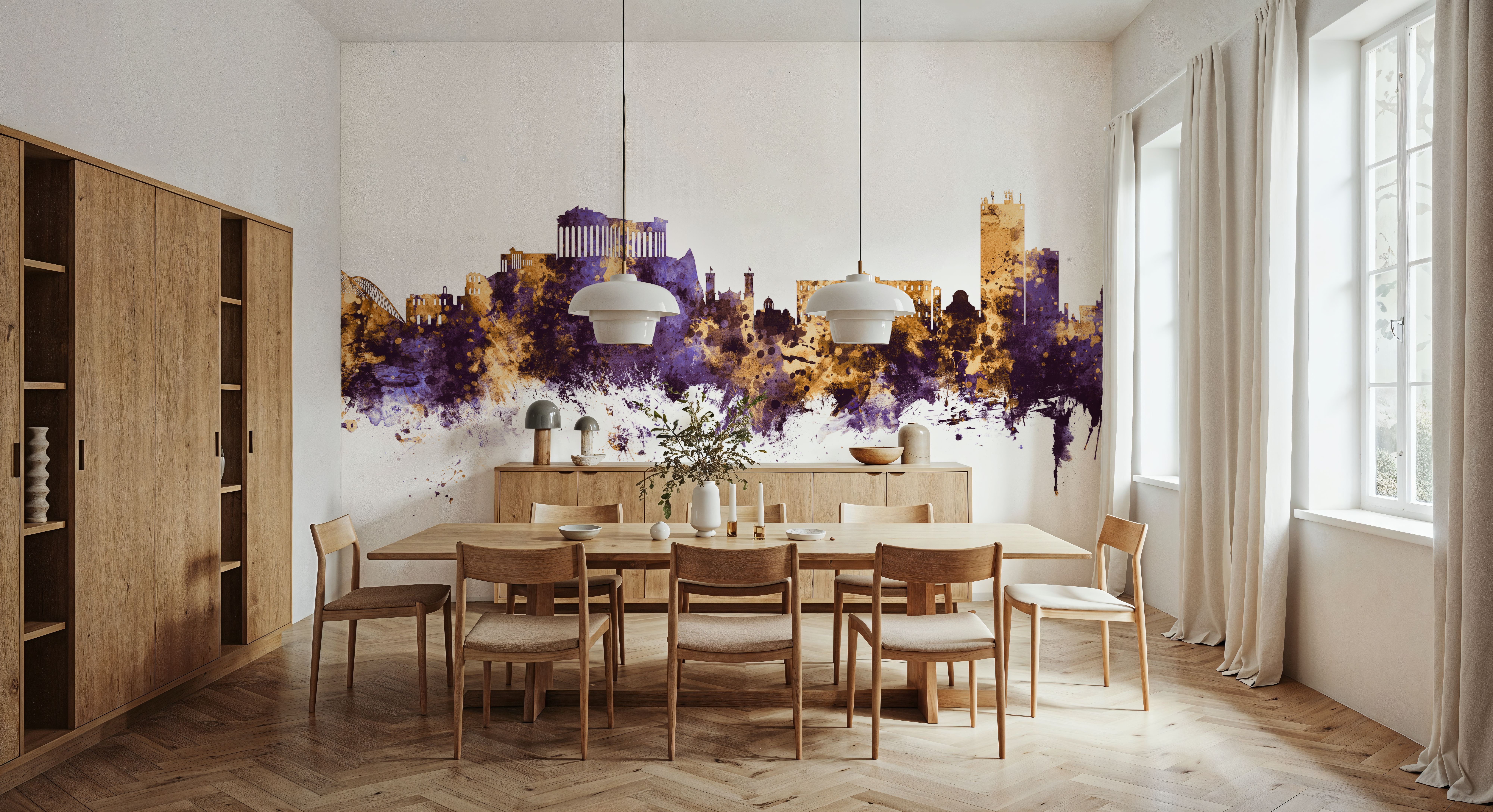 Athens Greece Skyline Purple & Gold