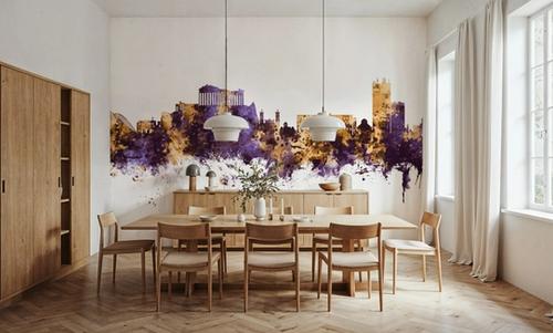 Athens Greece Skyline Purple & Gold