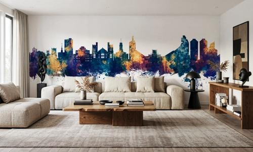 Boulder Colorado Skyline Blue & Bronze