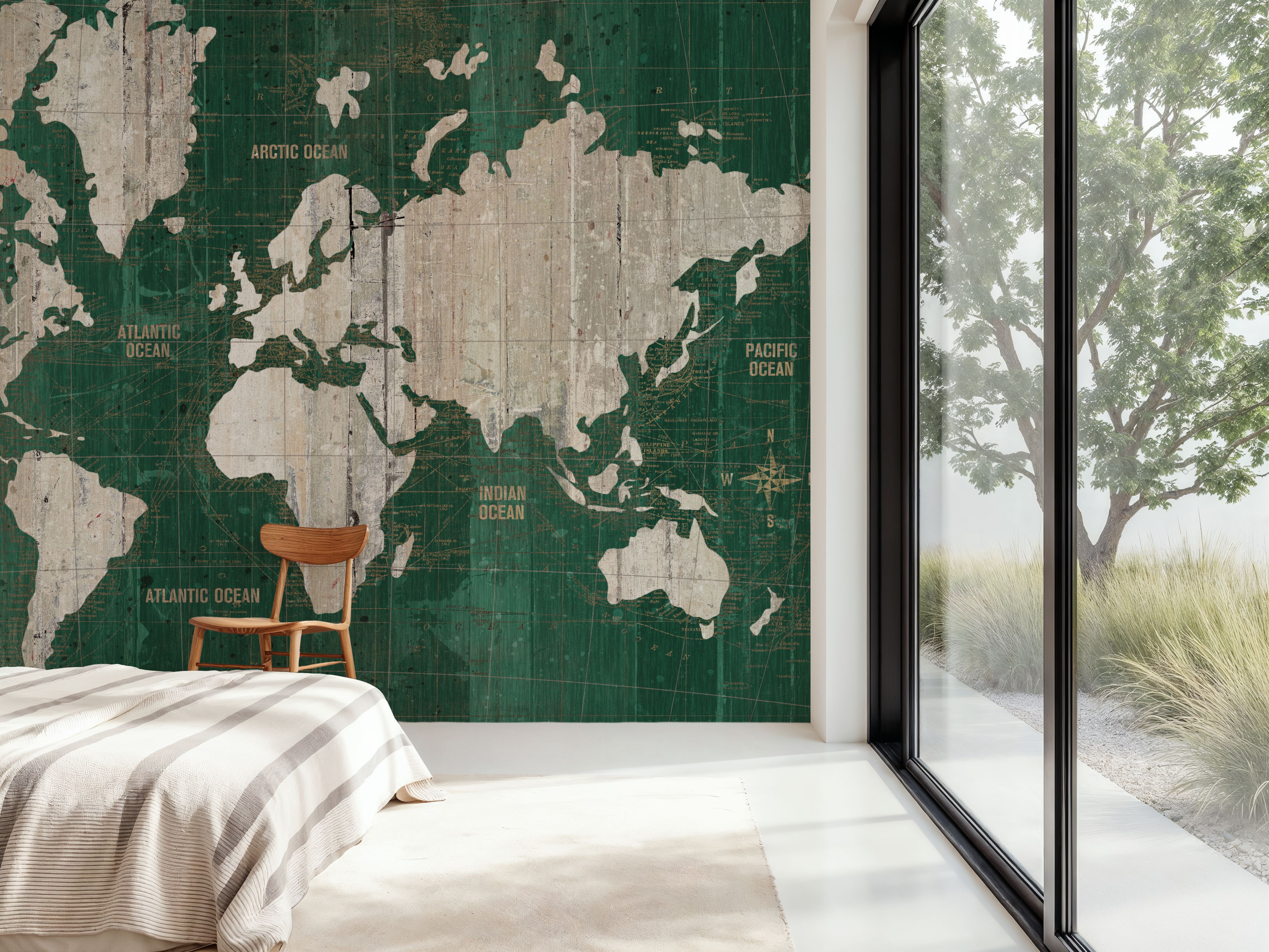 Old World Map Green