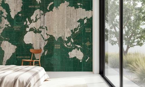 Old World Map Green