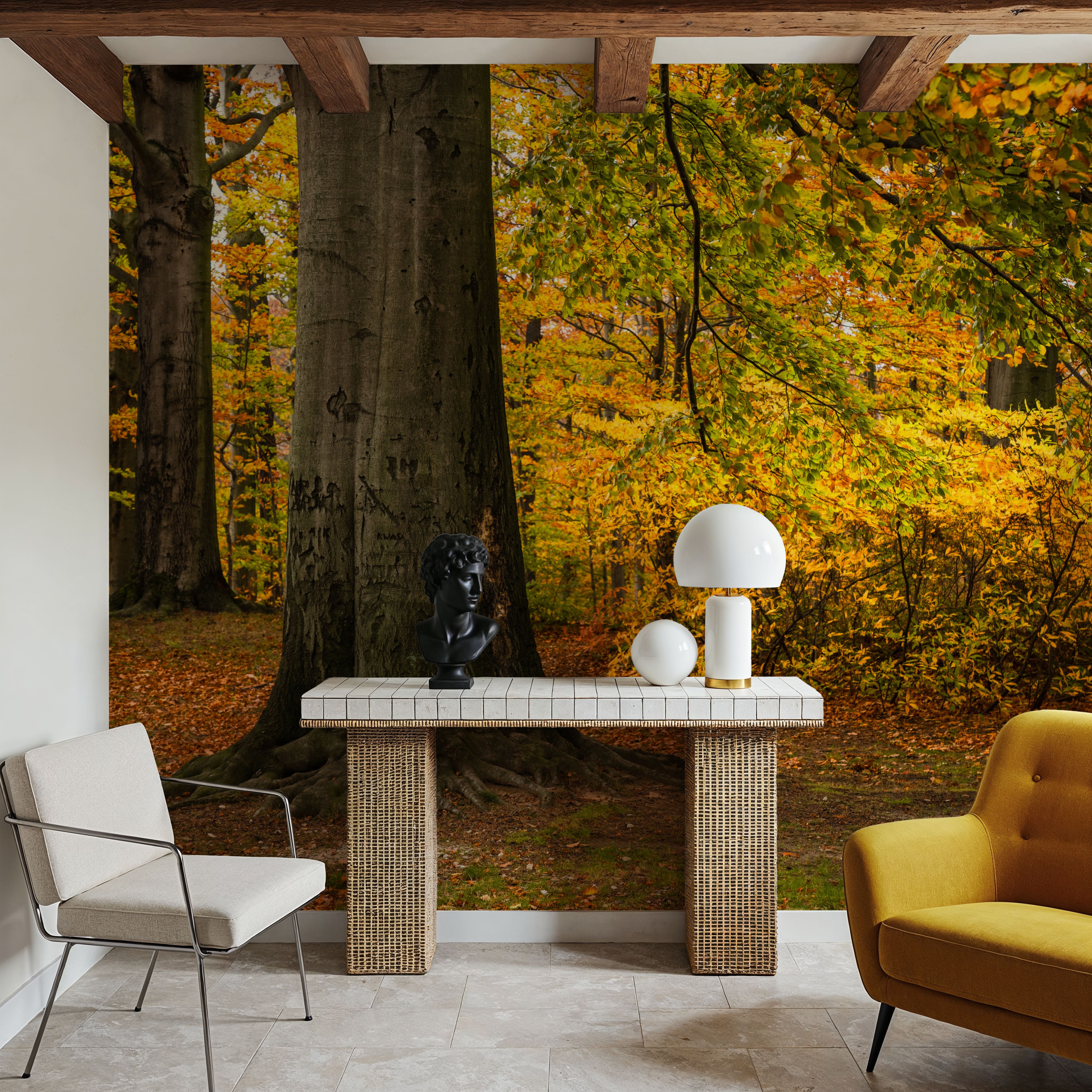 Falling Yellow Autumn Leaves