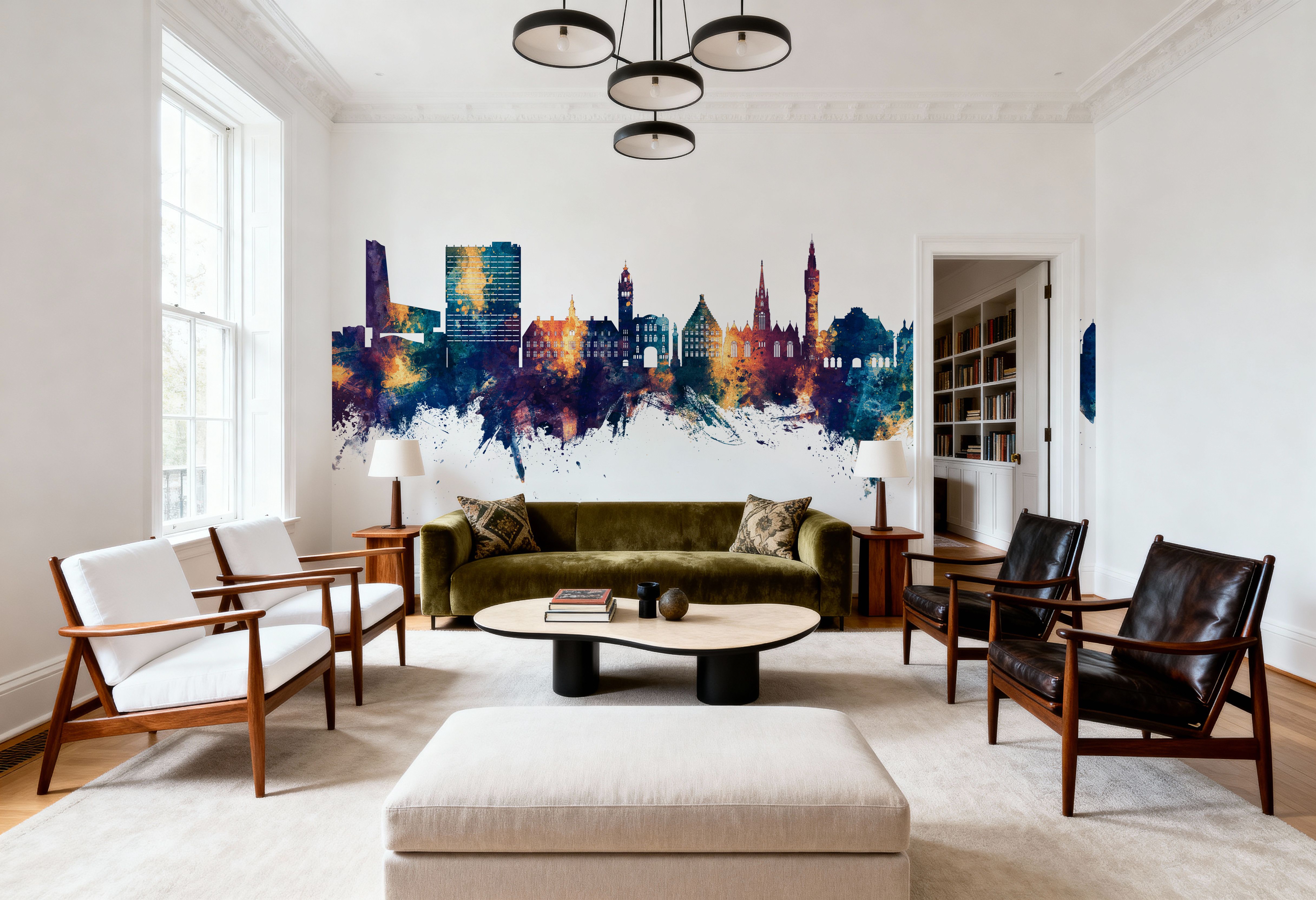 Lille France Skyline Blue & Bronze, Papel pintado