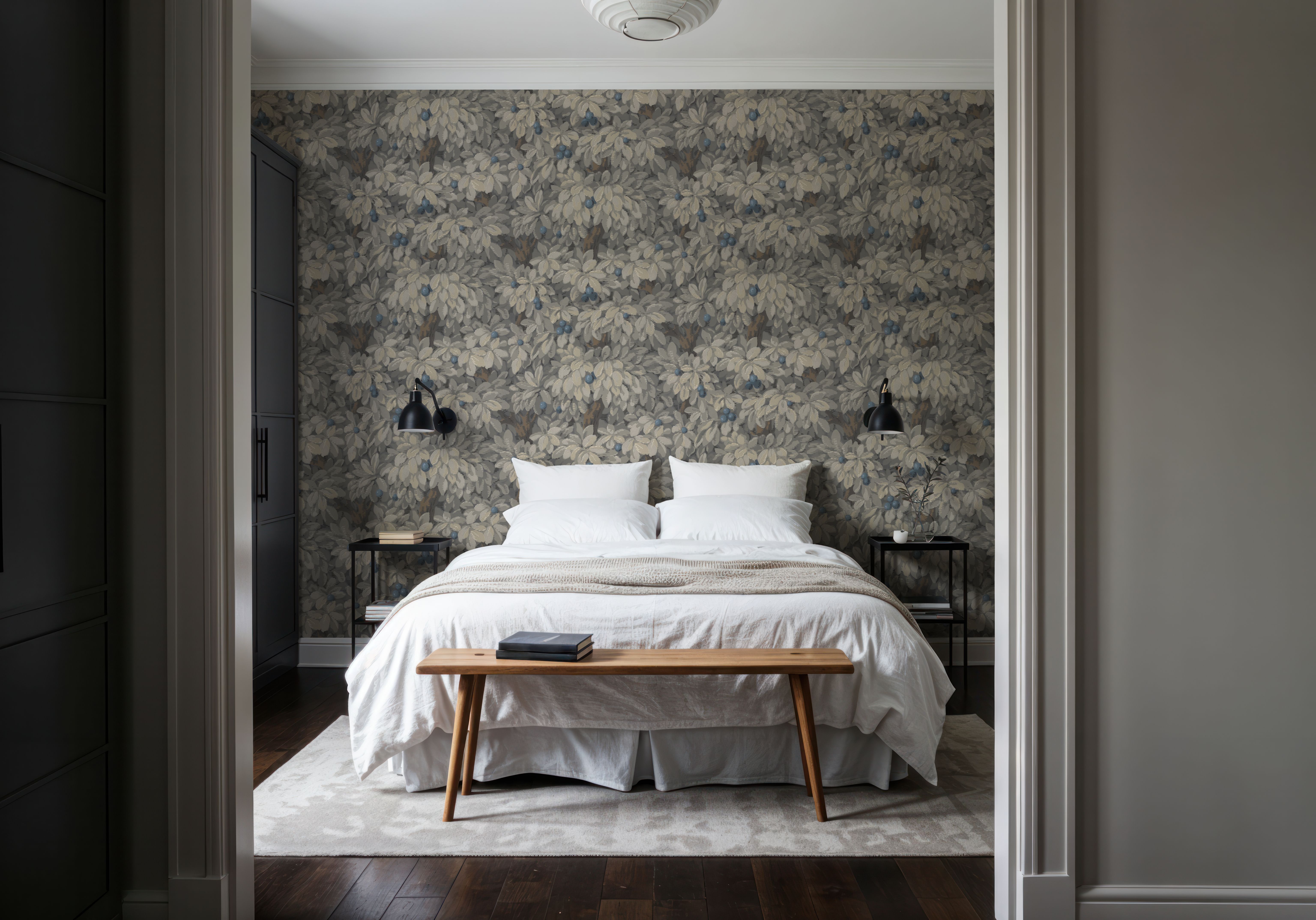 Fruit Tree Bower, Blue on Mauve