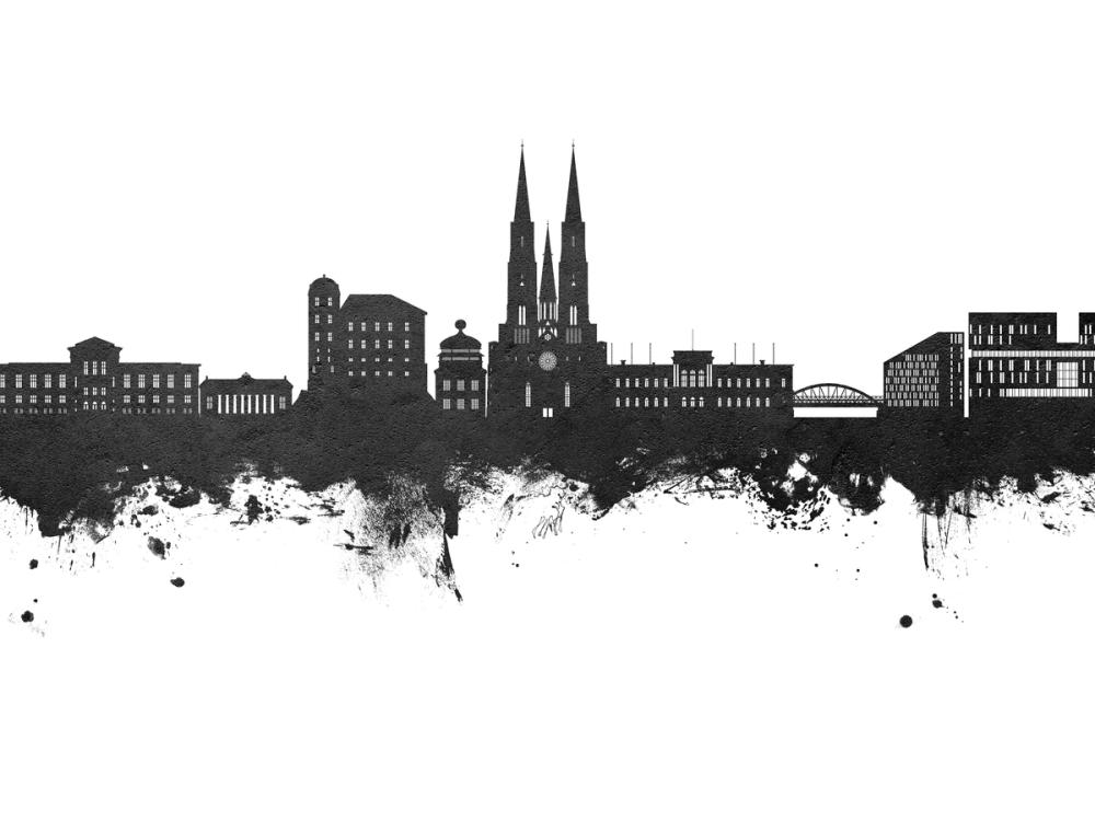 Uppsala Skyline Black & White