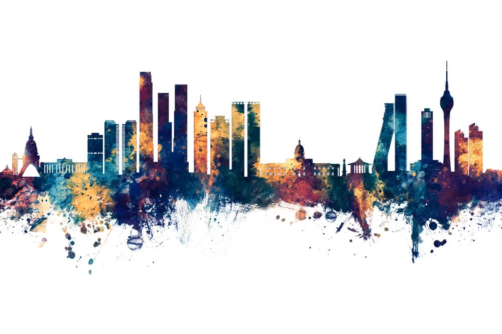 Colombo Sri Lanka Skyline Blue & Bronze