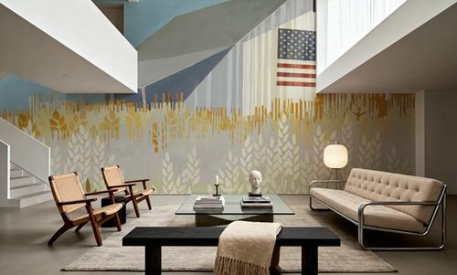 Wheat Fields Barn with Flag