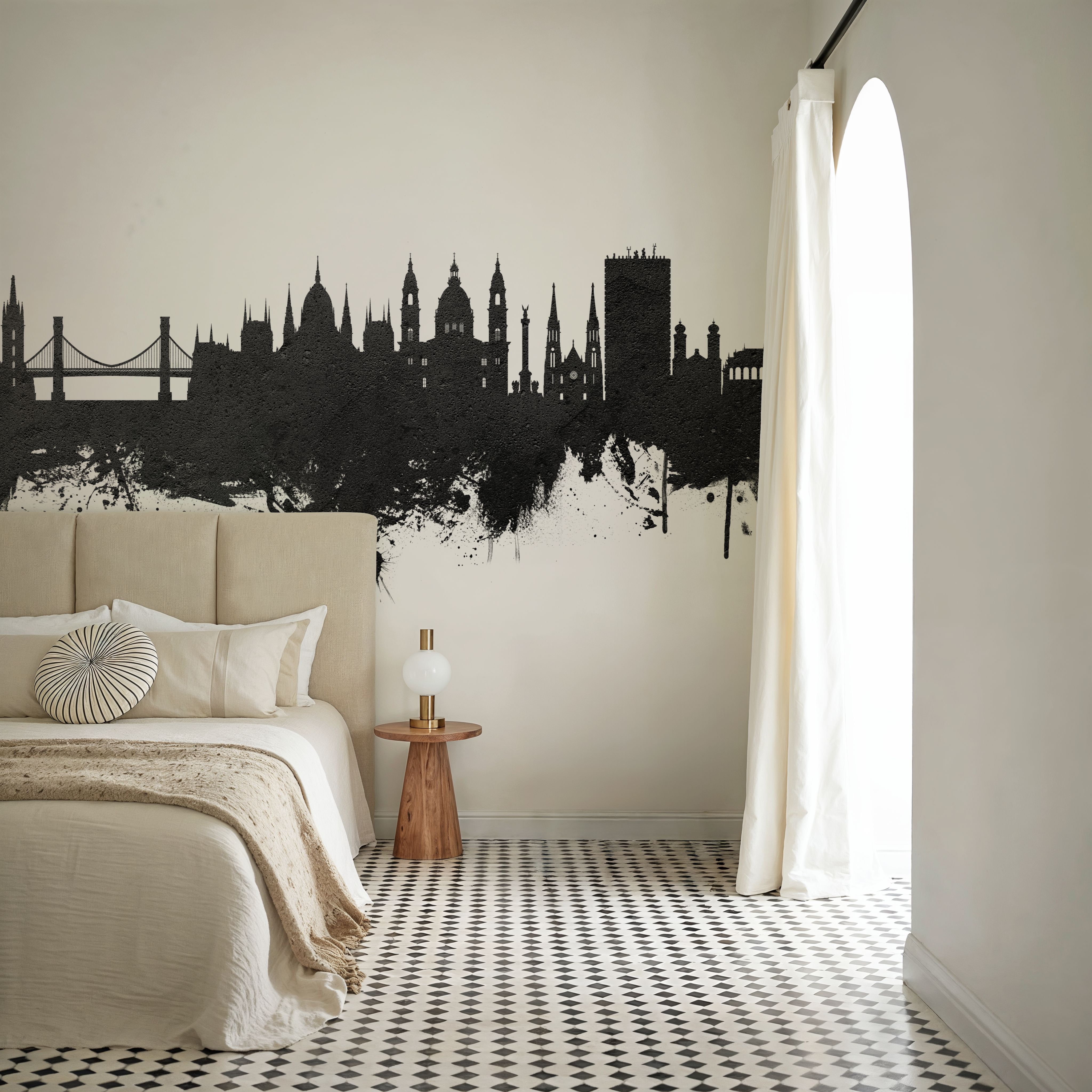 Budapest Skyline Black & White