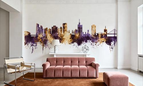 Lagos Nigeria Skyline Purple & Gold