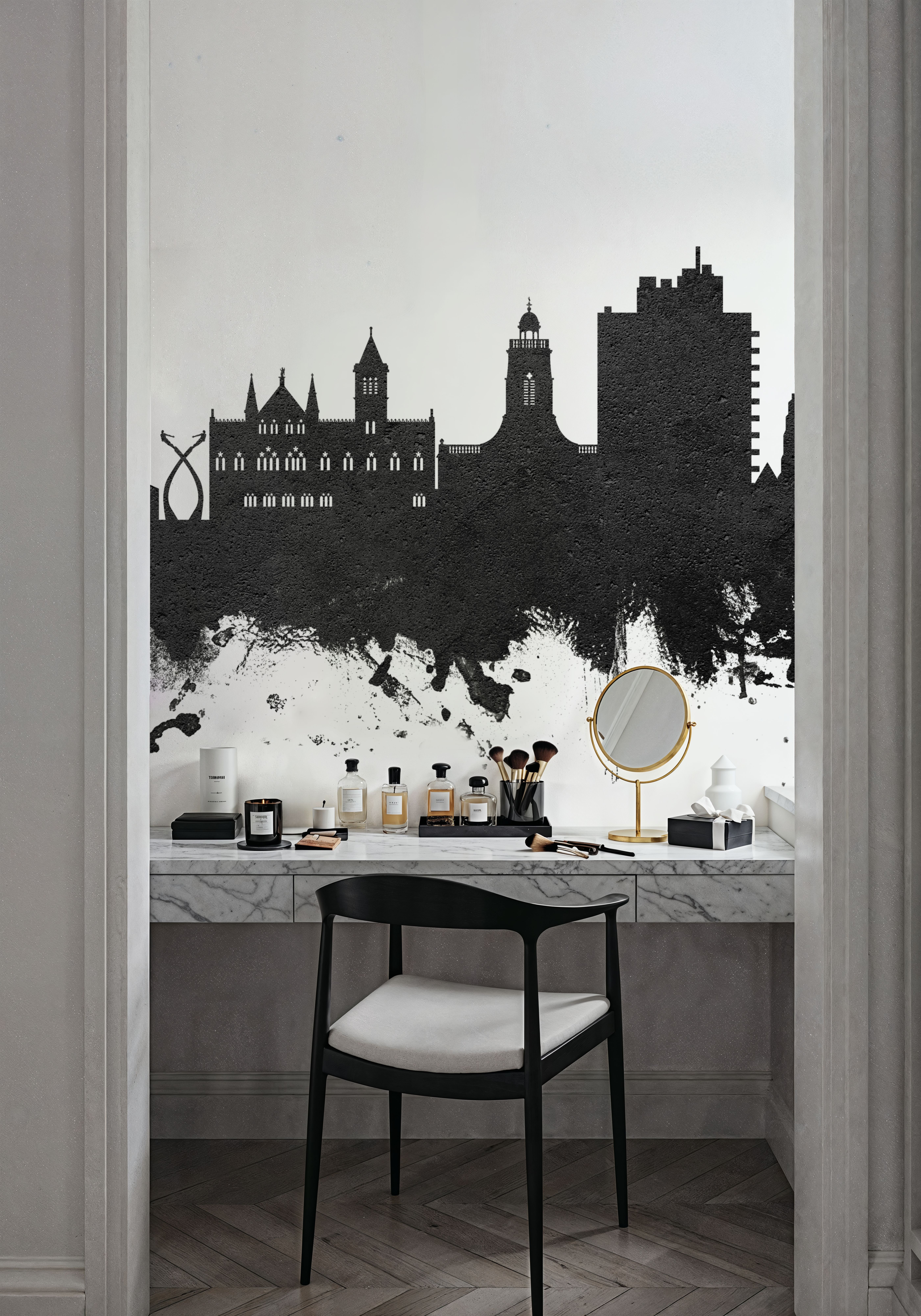 Northampton England Skyline Black & White