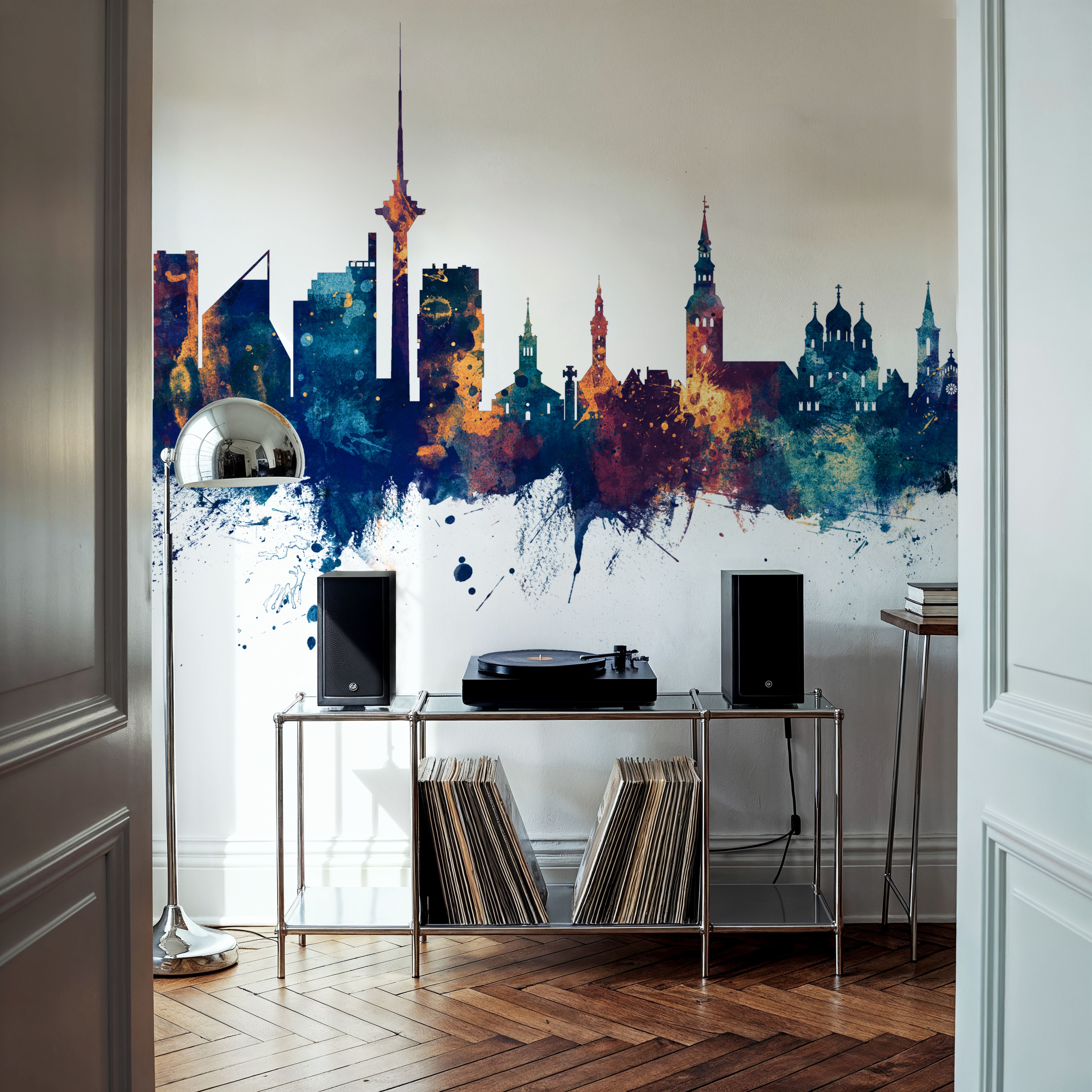 Tallinn Estonia Skyline Blue & Bronze