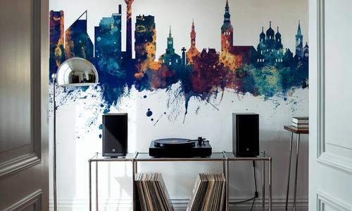 Tallinn Estonia Skyline Blue & Bronze