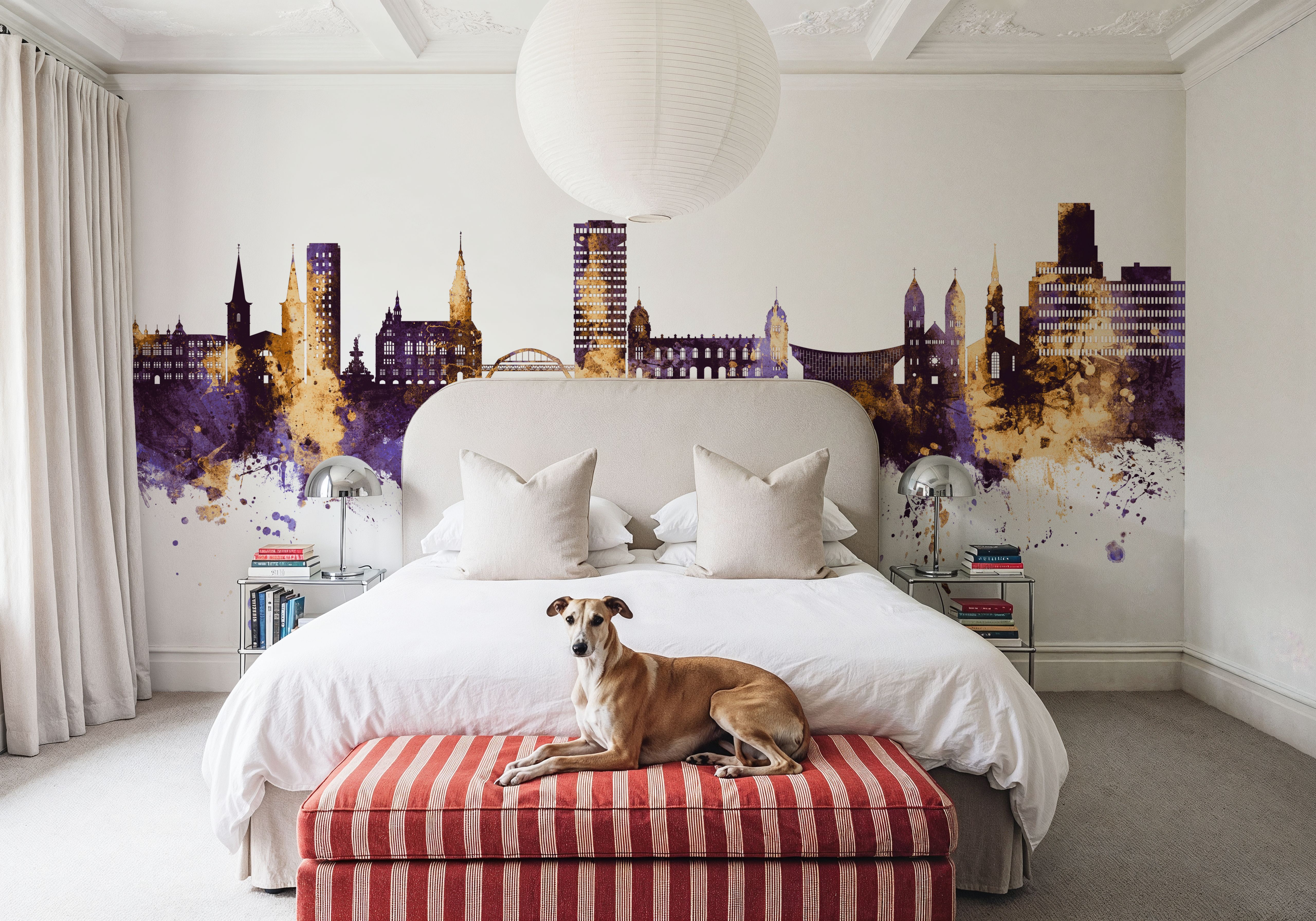 Wuppertal Germany Skyline Purple & Gold