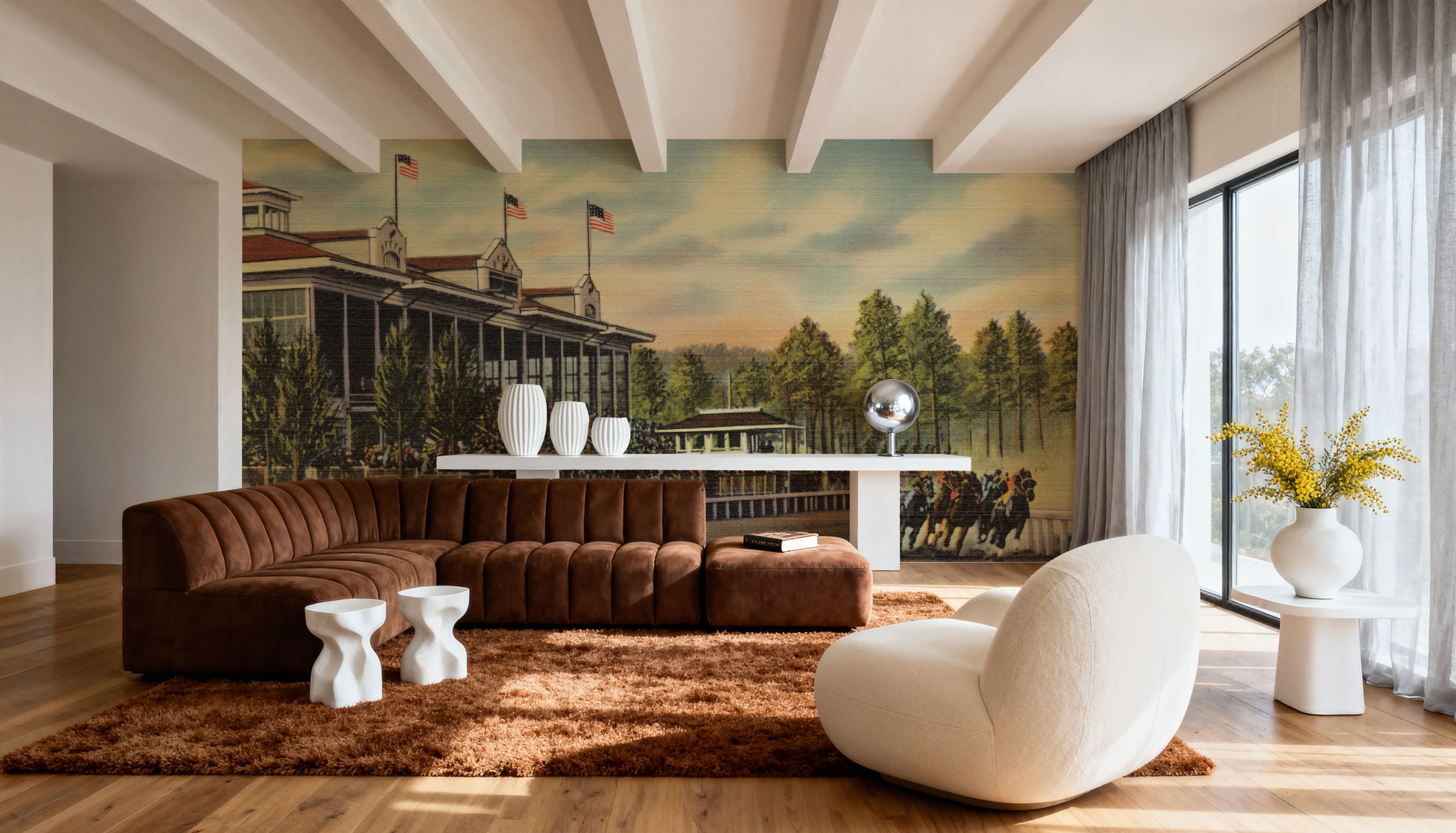 Greetings from the Race Track - Screenprint Postcard, Wallpaper