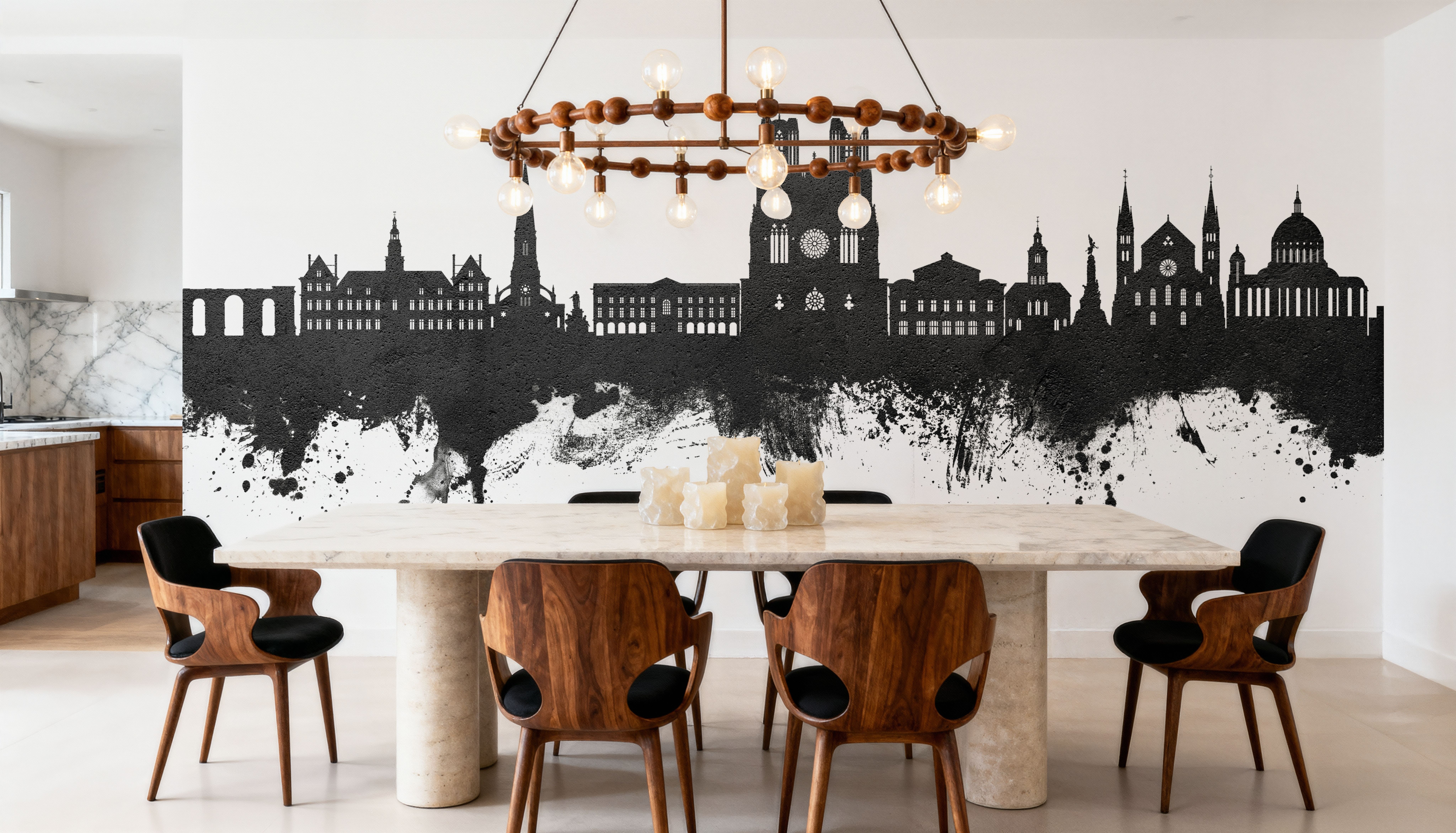 Reims France Skyline Black & White