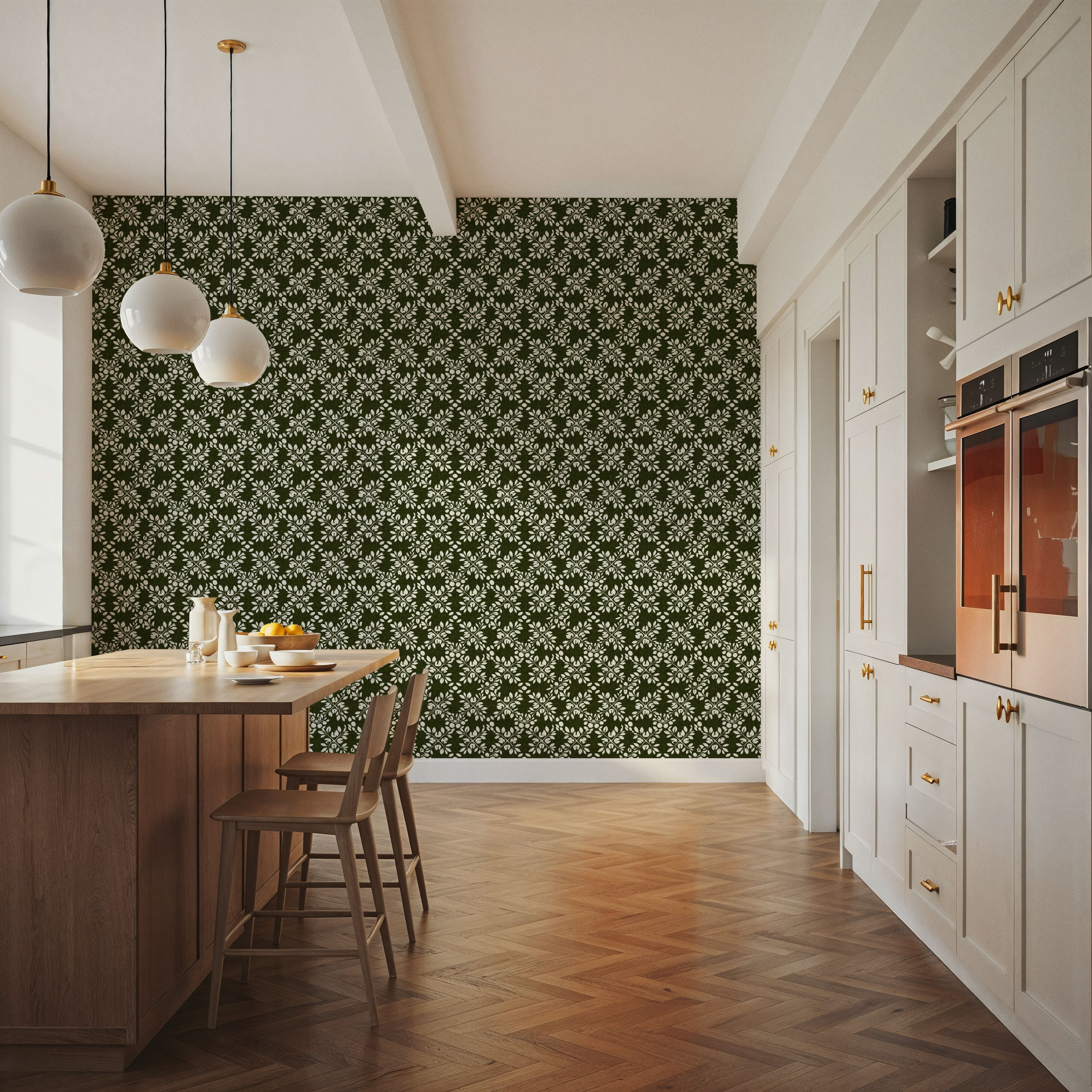 Trellis Leaves, Forest Green