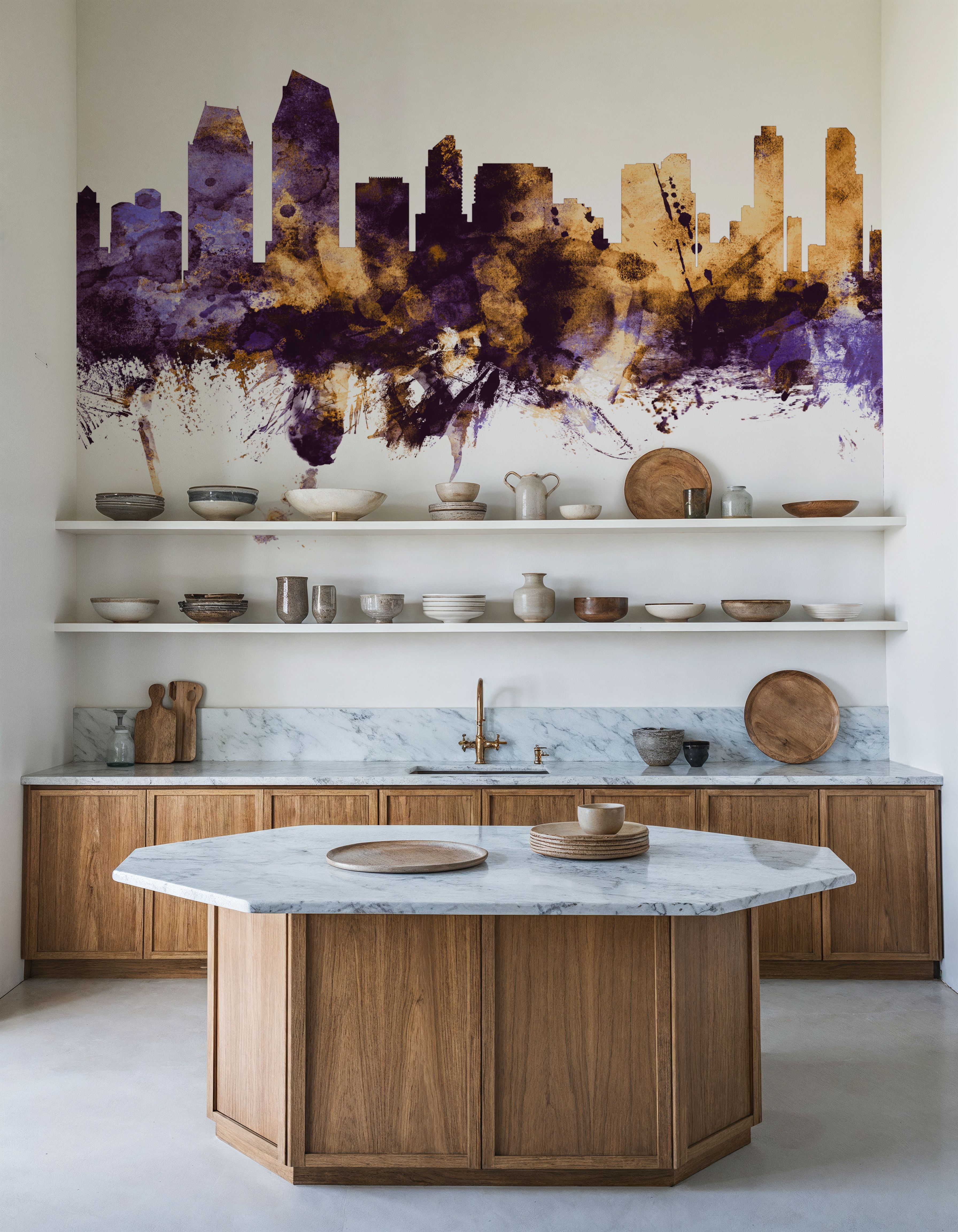 San Diego California Skyline Purple & Gold