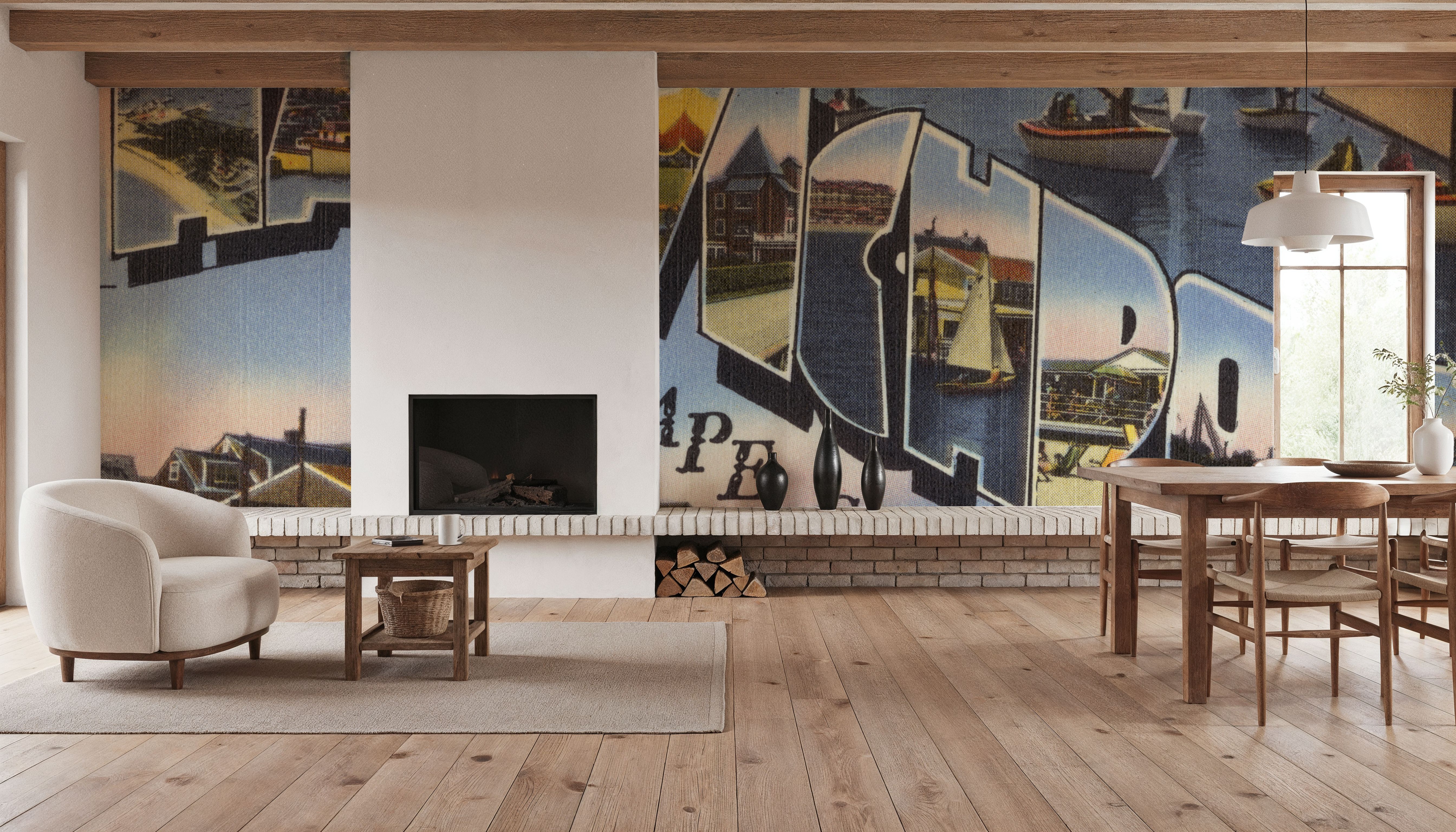 Greetings from Harwichport - Screenprint Postcard, Wallpaper