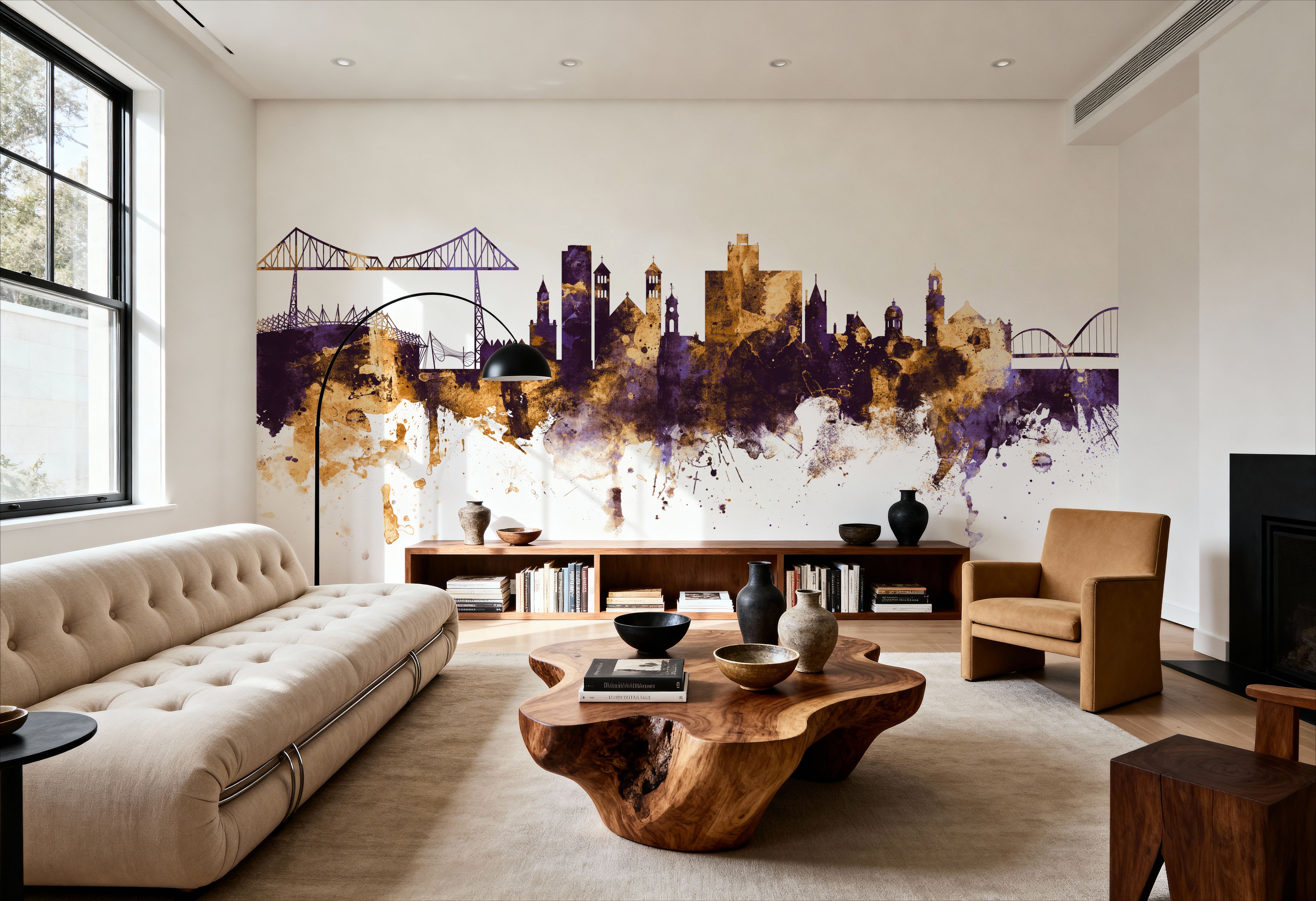 Middlesbrough England Skyline Purple & Gold, Wallpaper