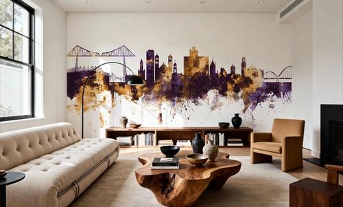Middlesbrough England Skyline Purple & Gold