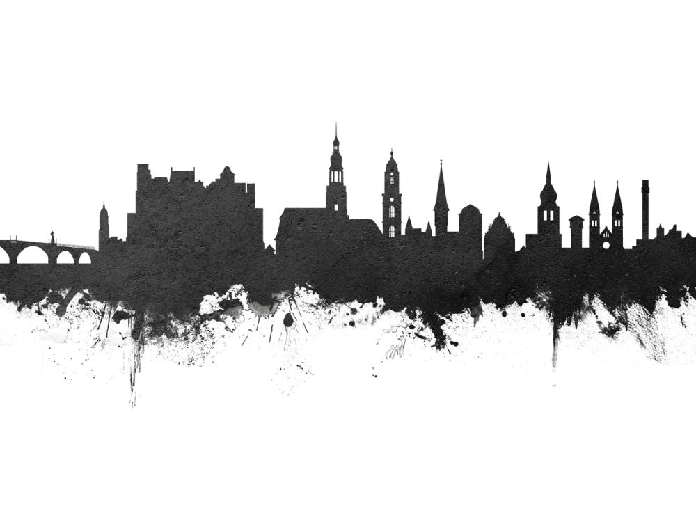 Heidelberg Germany Skyline Black & White