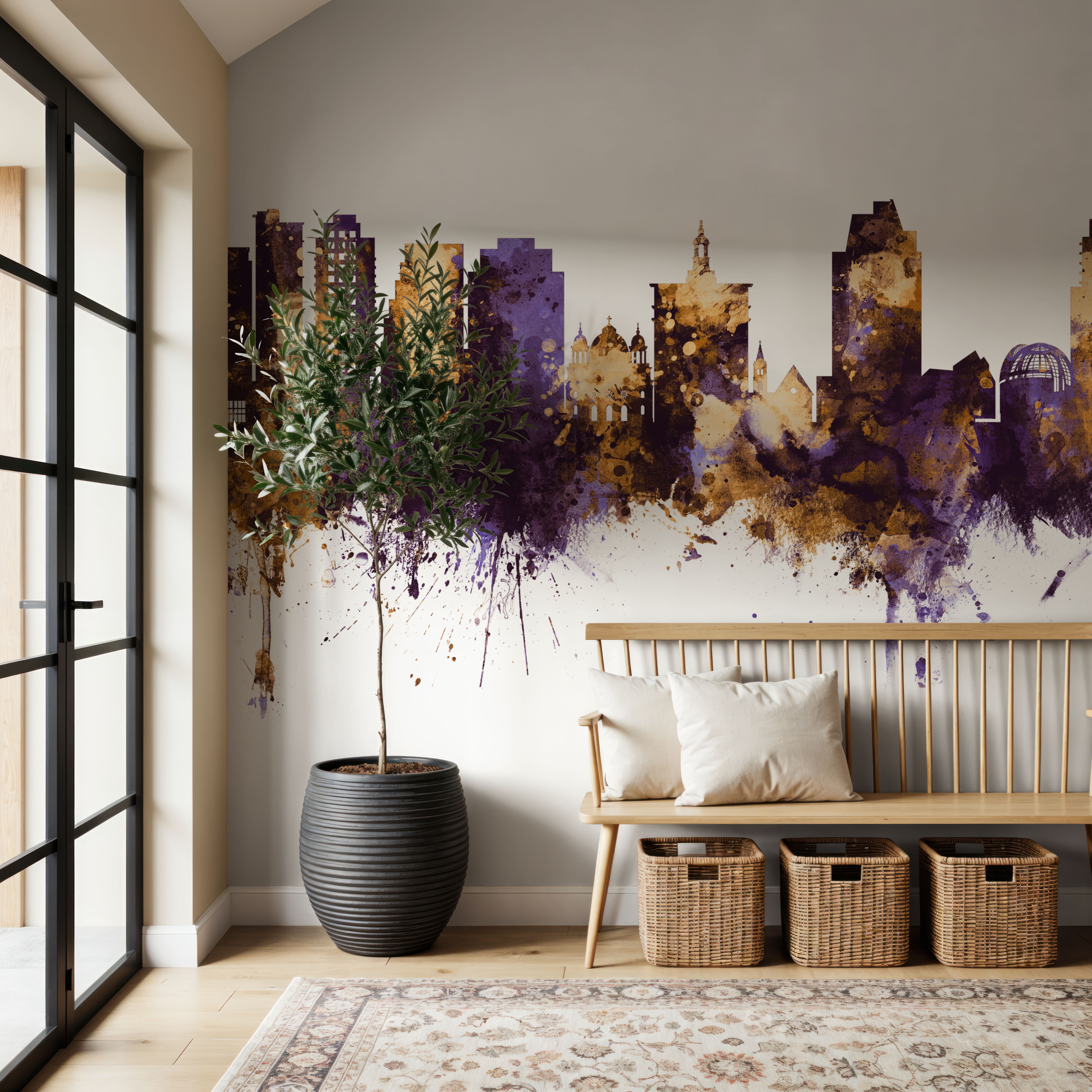 San Jose California Skyline Purple & Gold