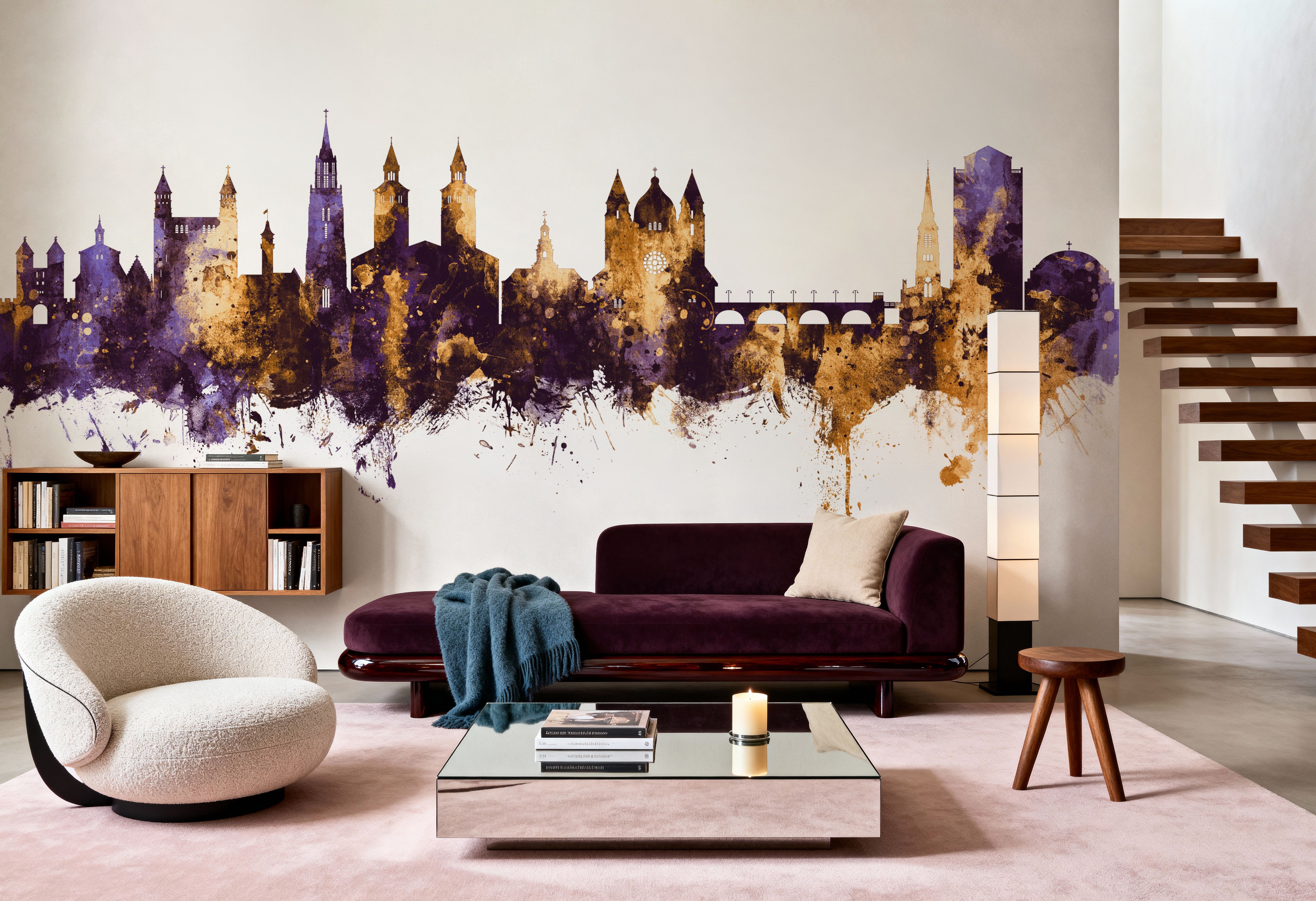Maastricht The Netherlands Skyline Purple & Gold