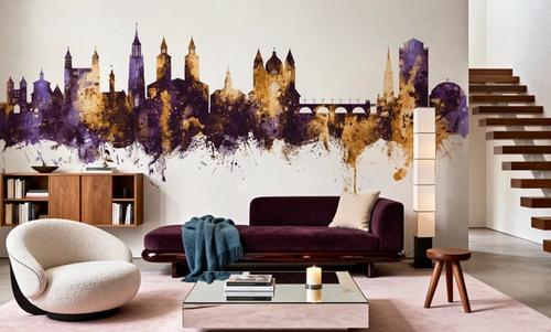 Maastricht The Netherlands Skyline Purple & Gold