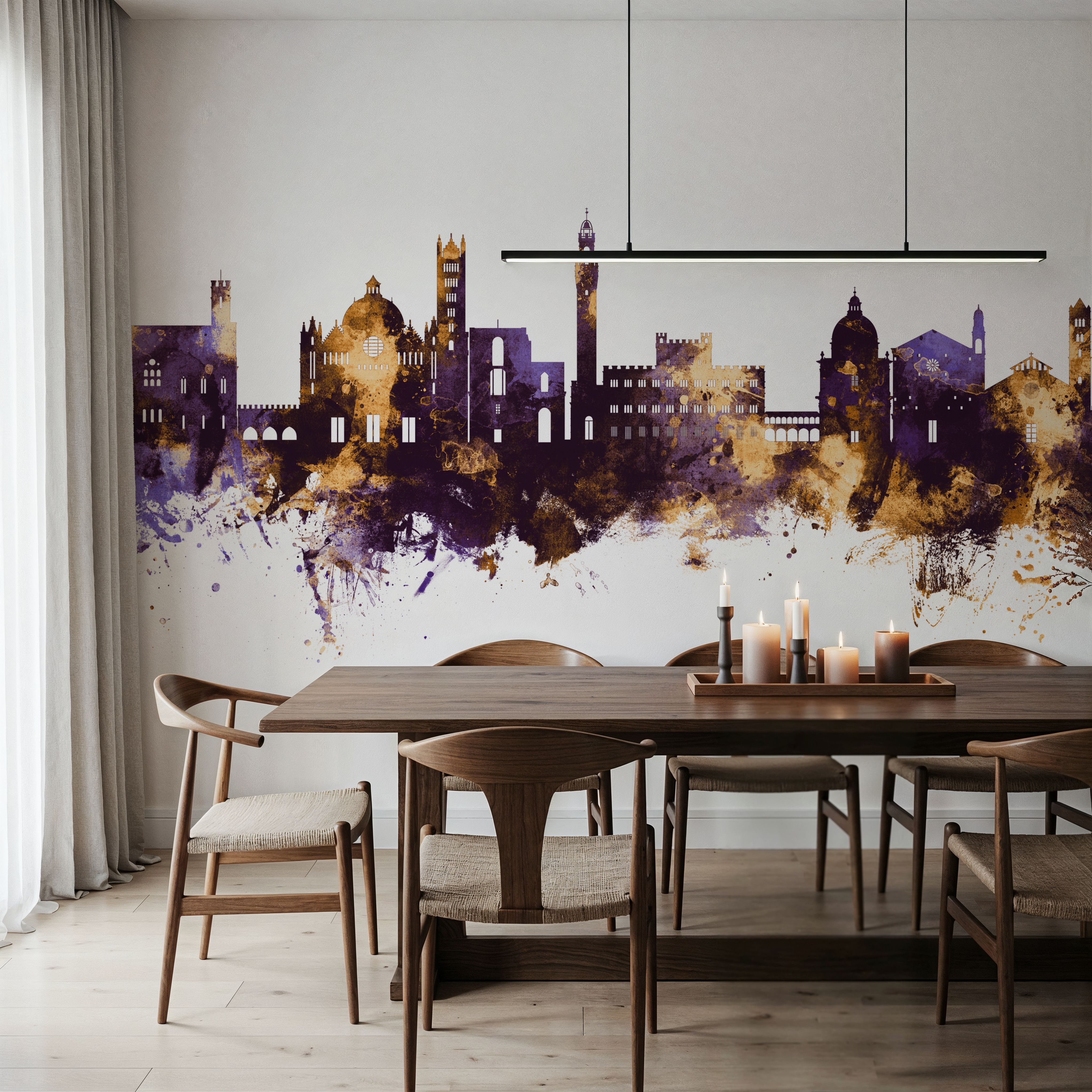 Siena Italy Skyline Purple & Gold