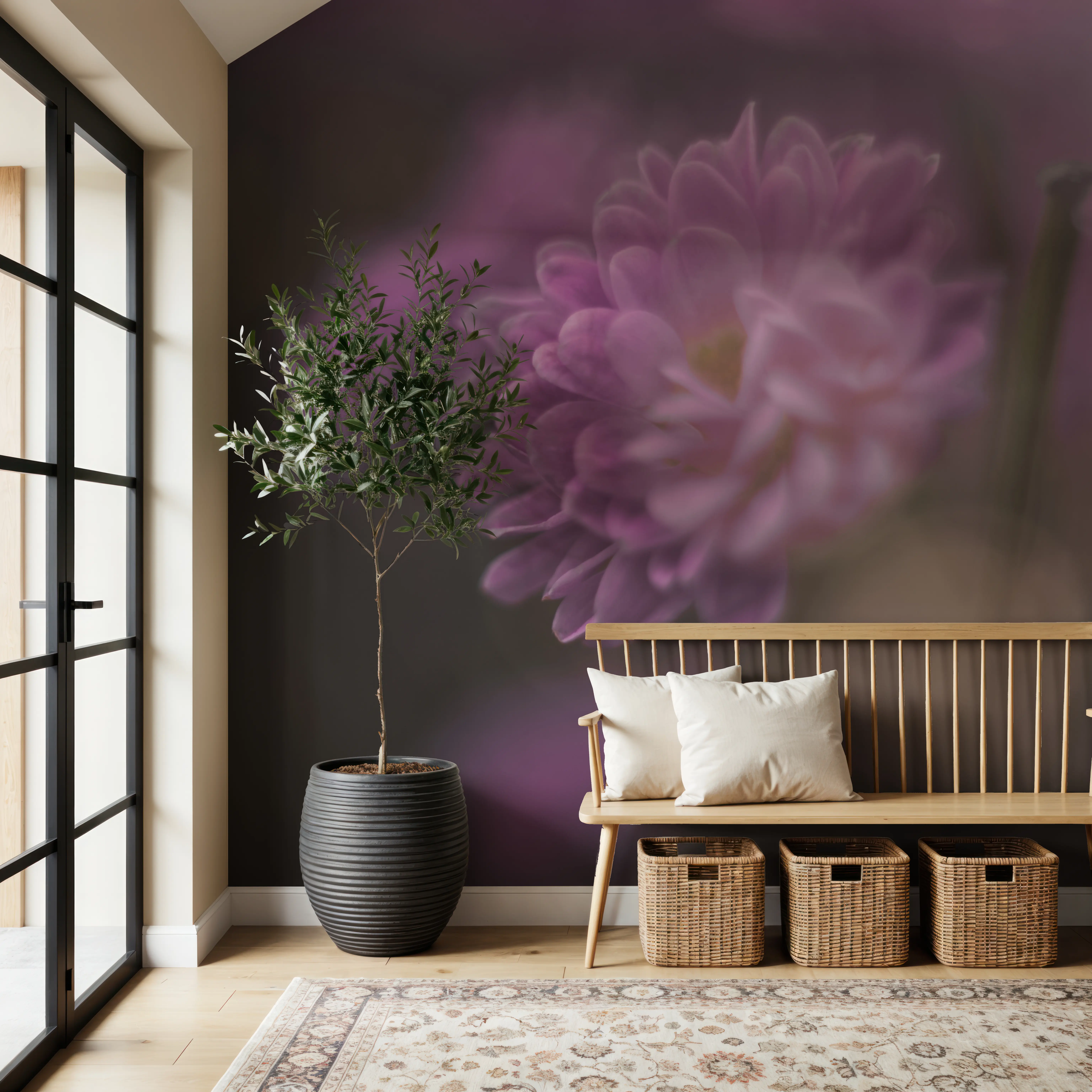 Fotobehang - Purple Haze - Bloemen Natuur Mural - Roze - Woonkamer - Wallism België - Zelfklevend of Vliesbehang