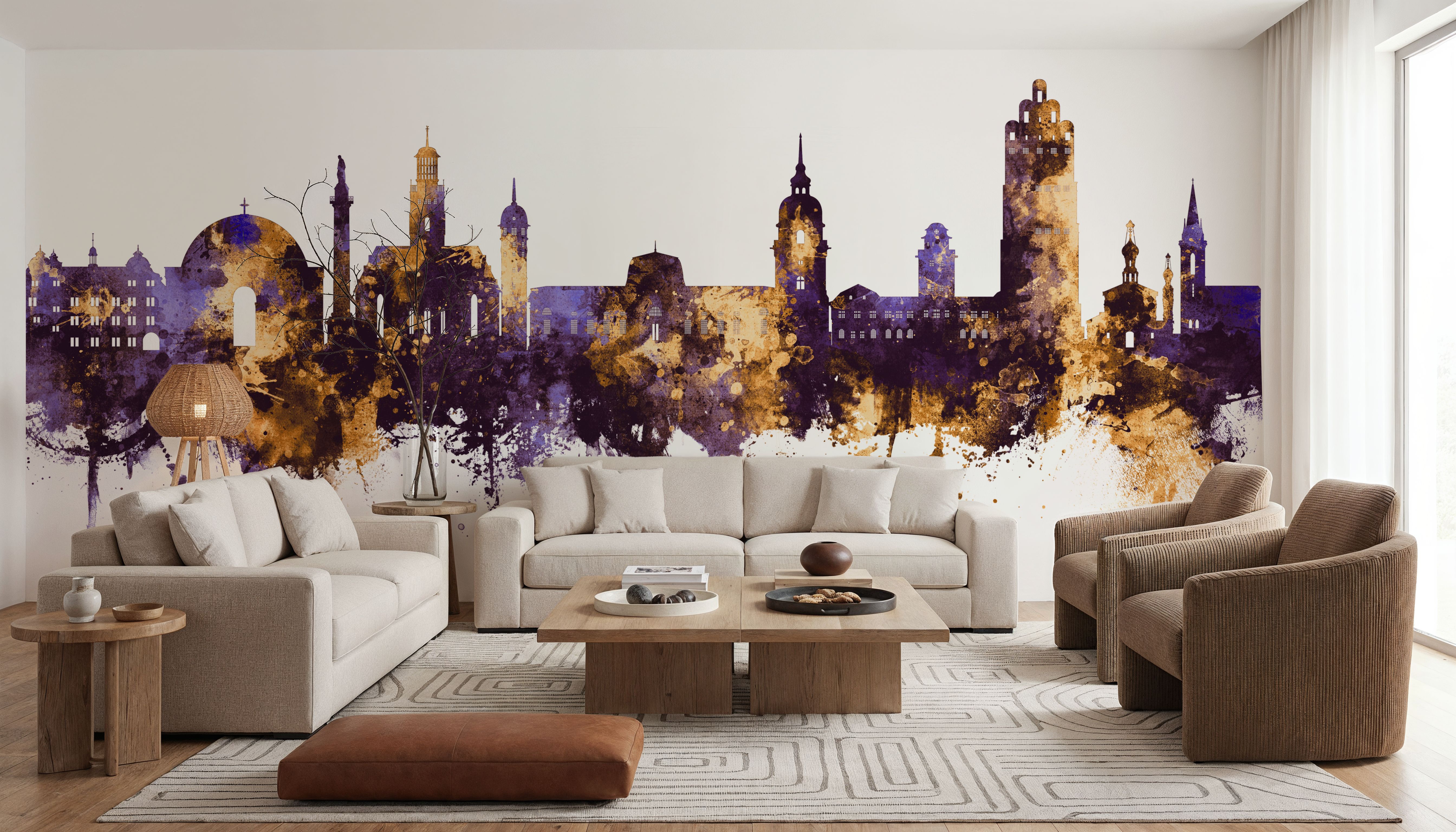 Darmstadt Skyline Purple & Gold