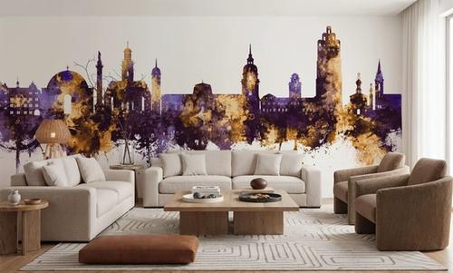 Darmstadt Skyline Purple & Gold