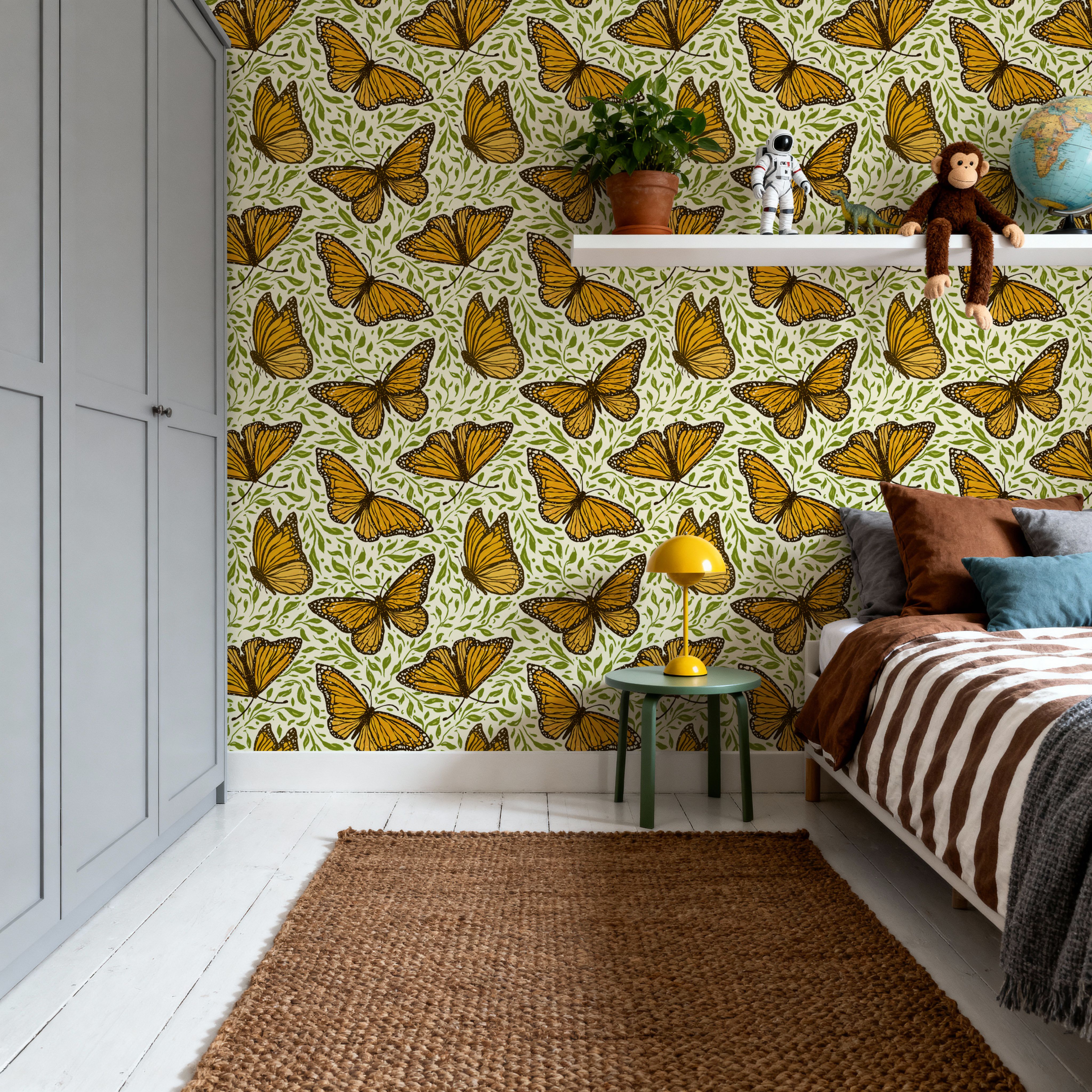 Papillion I, White, Behang