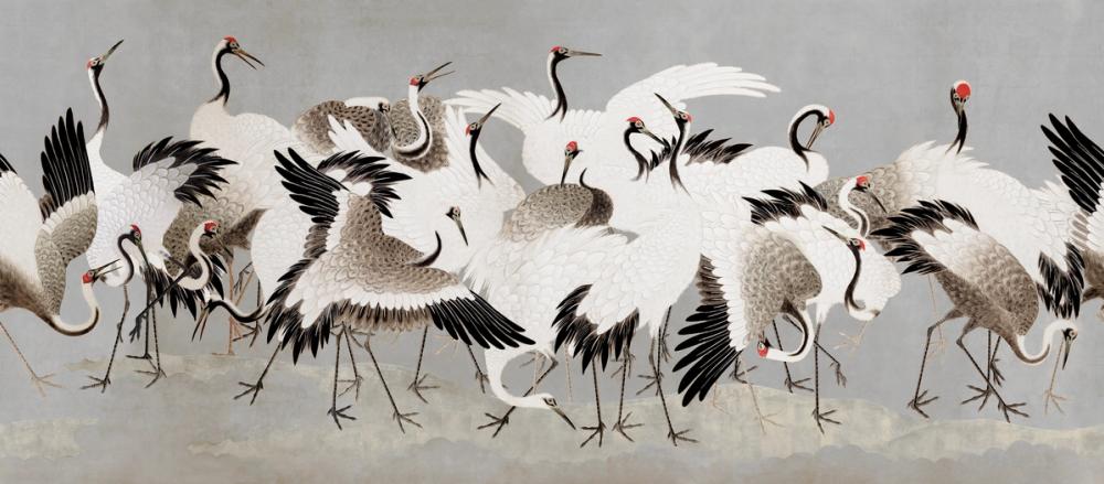 Japanese Flock of Cranes, Pewter