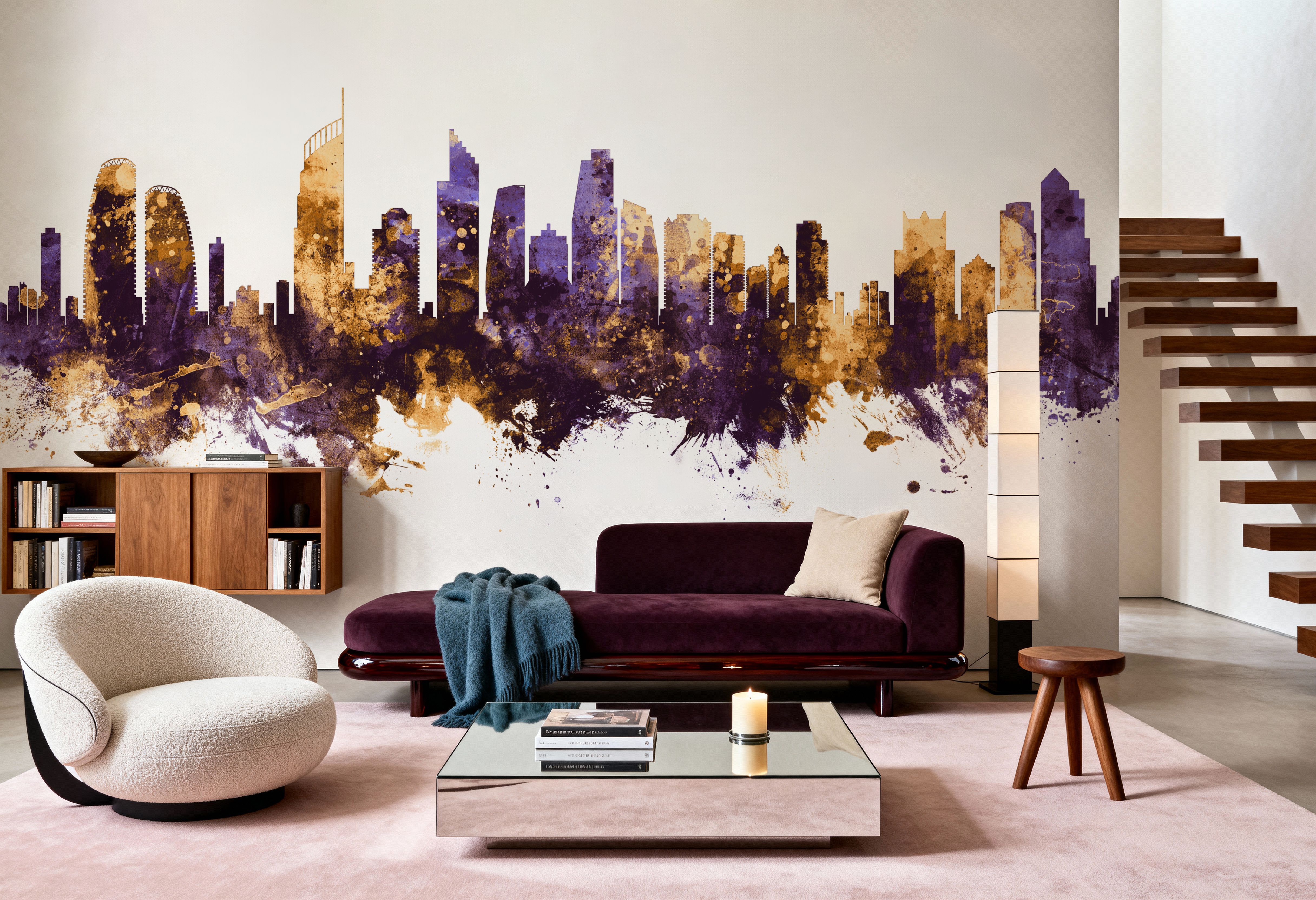 Gold Coast Australia Skyline Purple & Gold