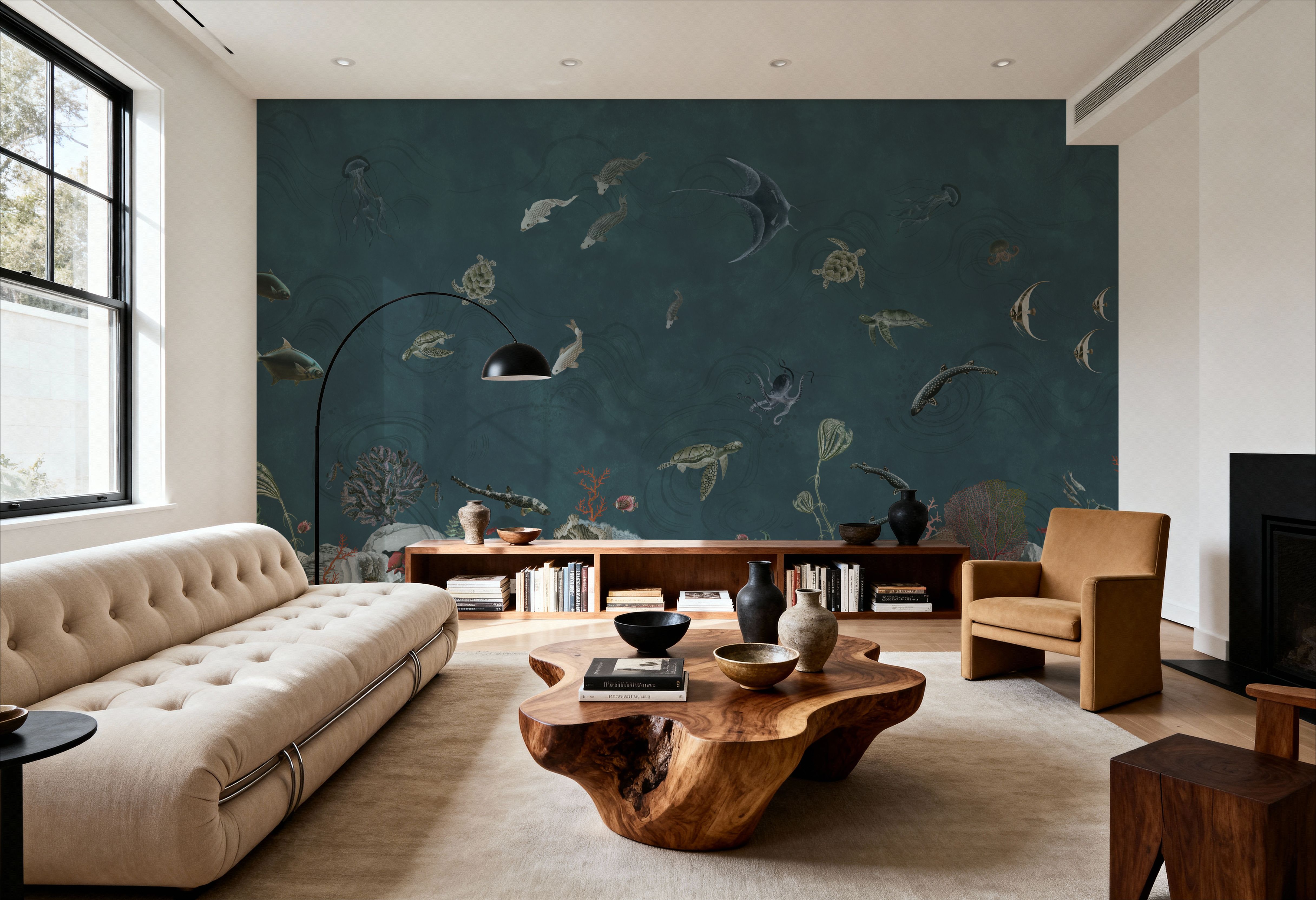 Great Reef, Teal, Papel pintado