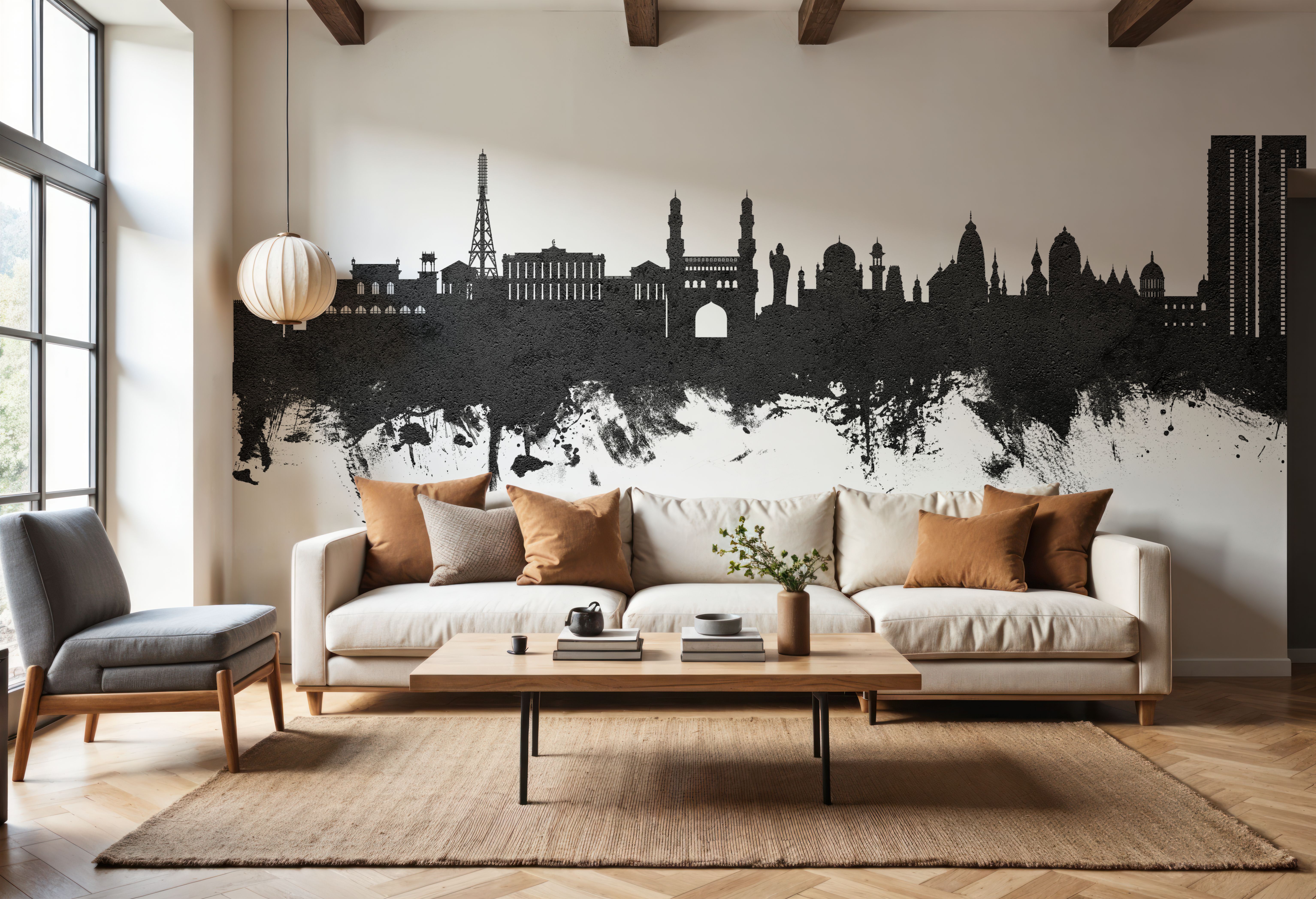 Hyderabad Skyline Black & White, Wallpaper