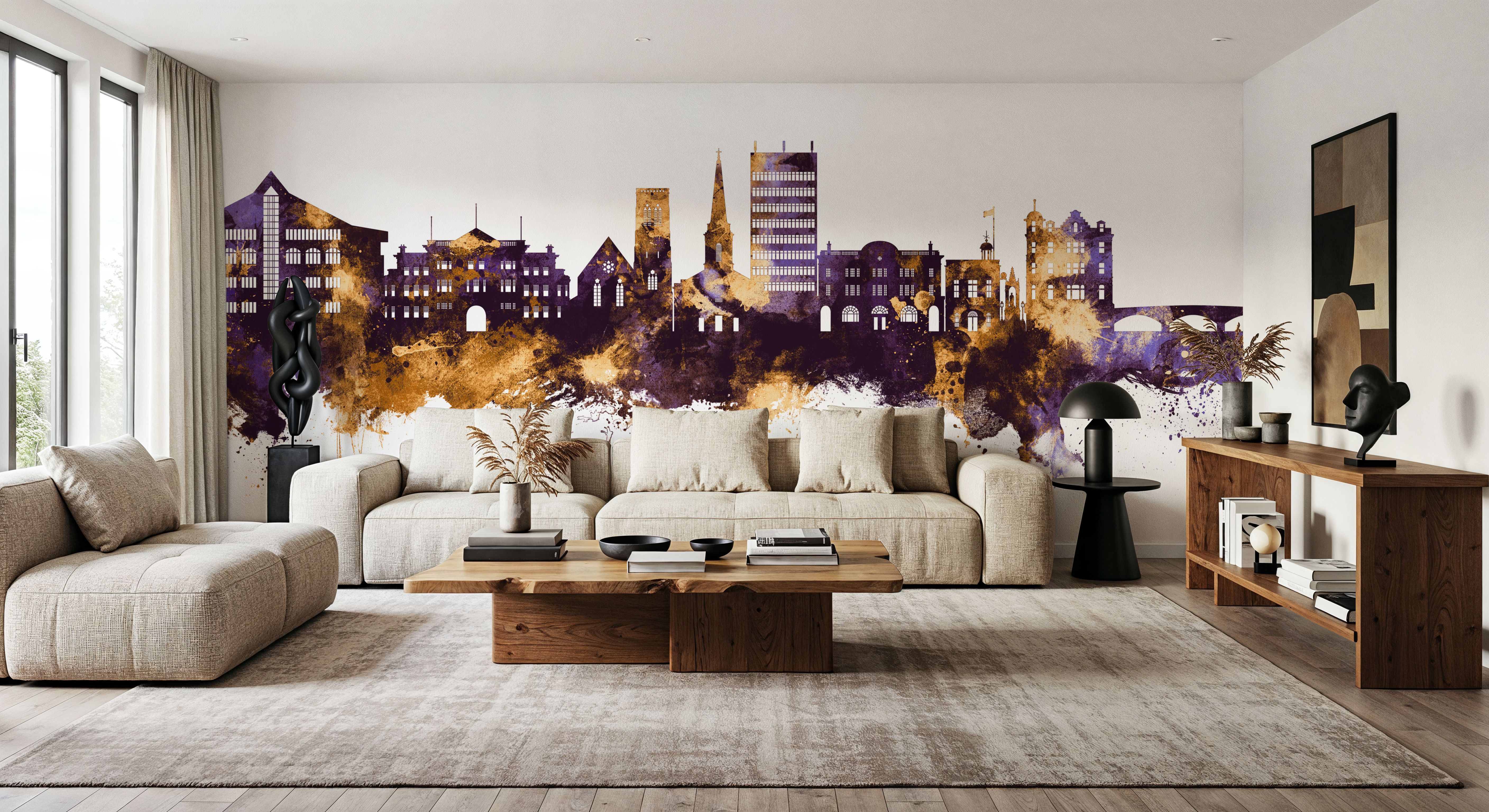 Maidstone England Skyline Purple & Gold