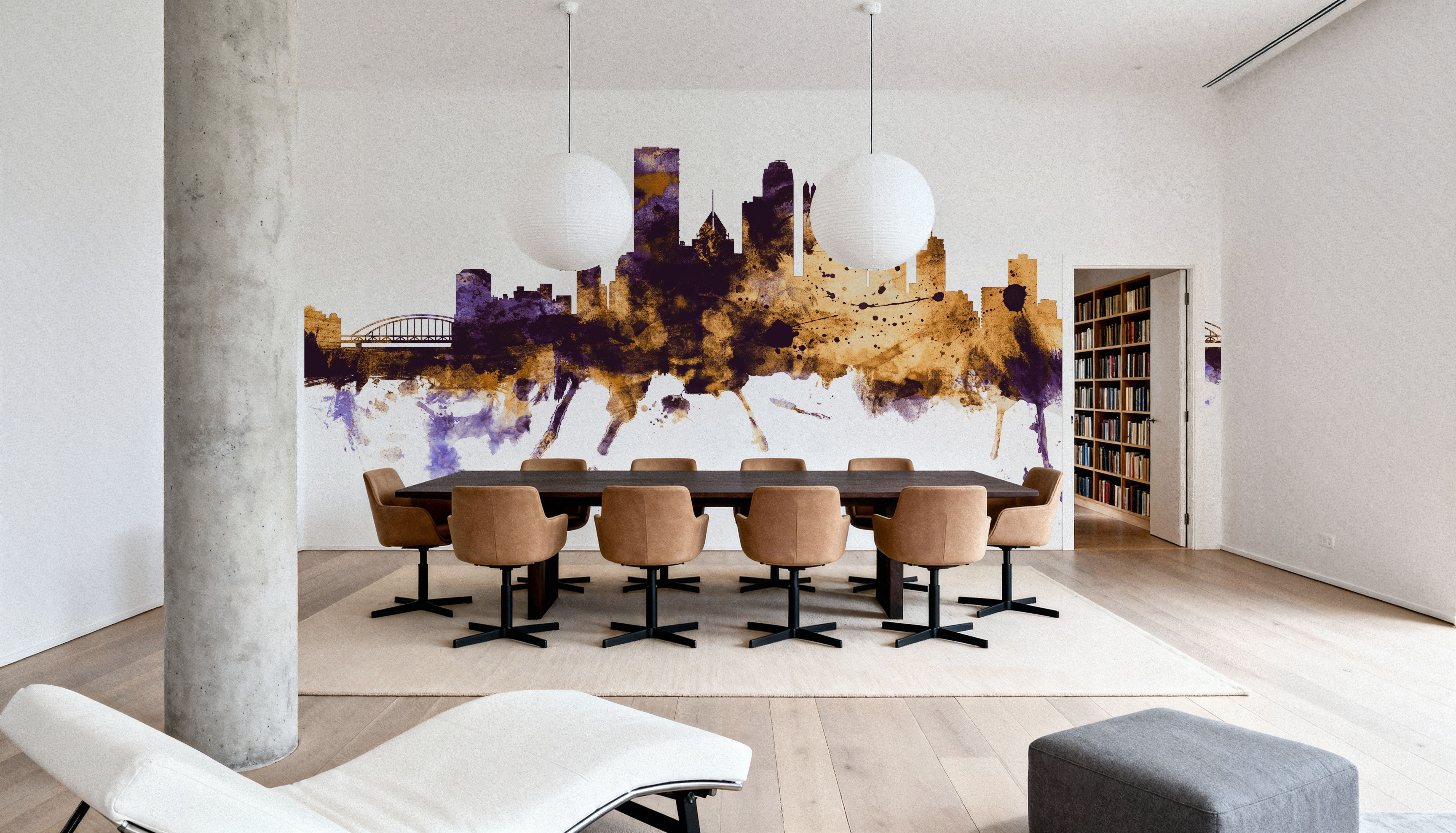 Pittsburg Pennsylvania Skyline Purple & Gold