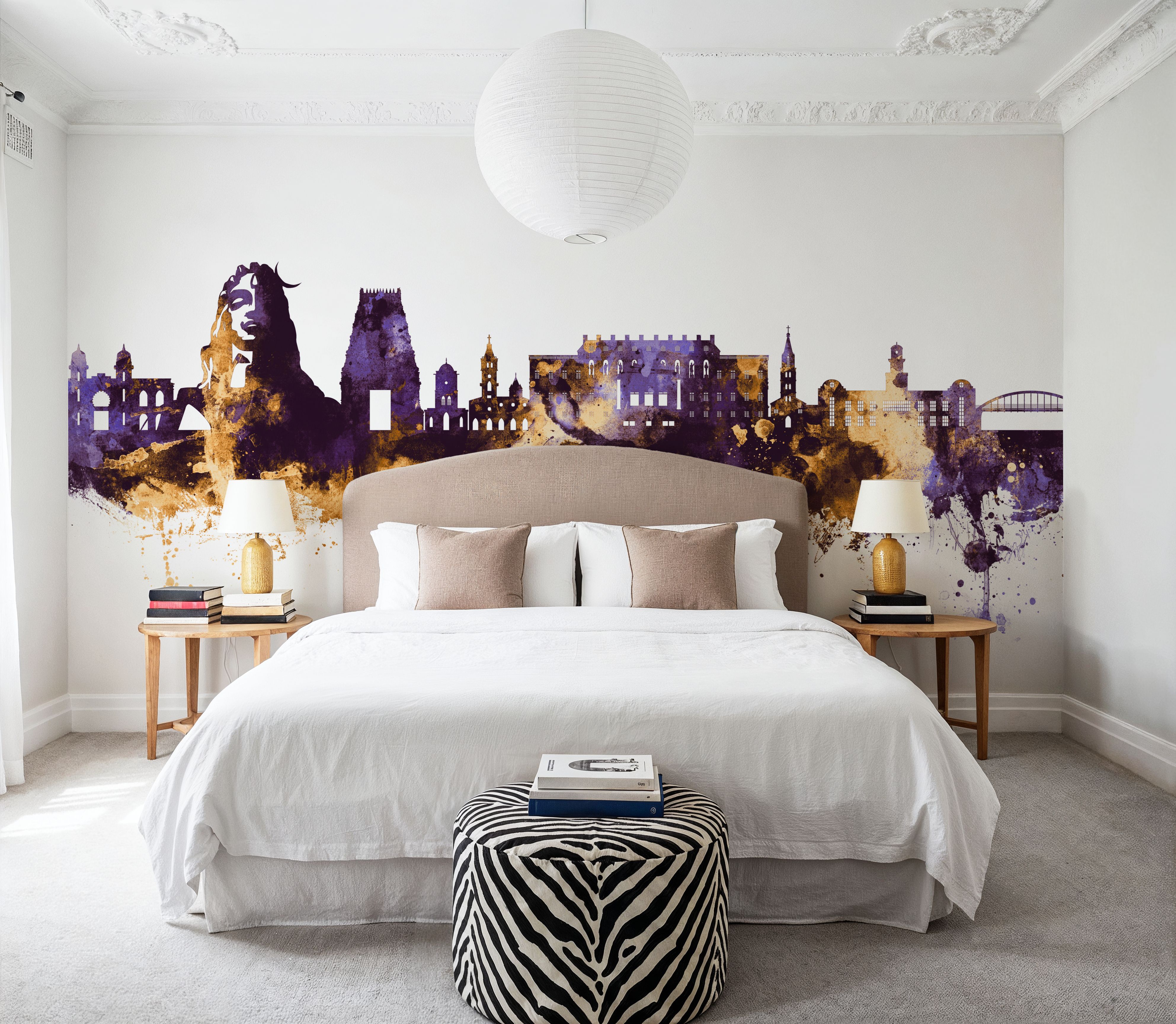 Coimbatore India Skyline Purple & Gold