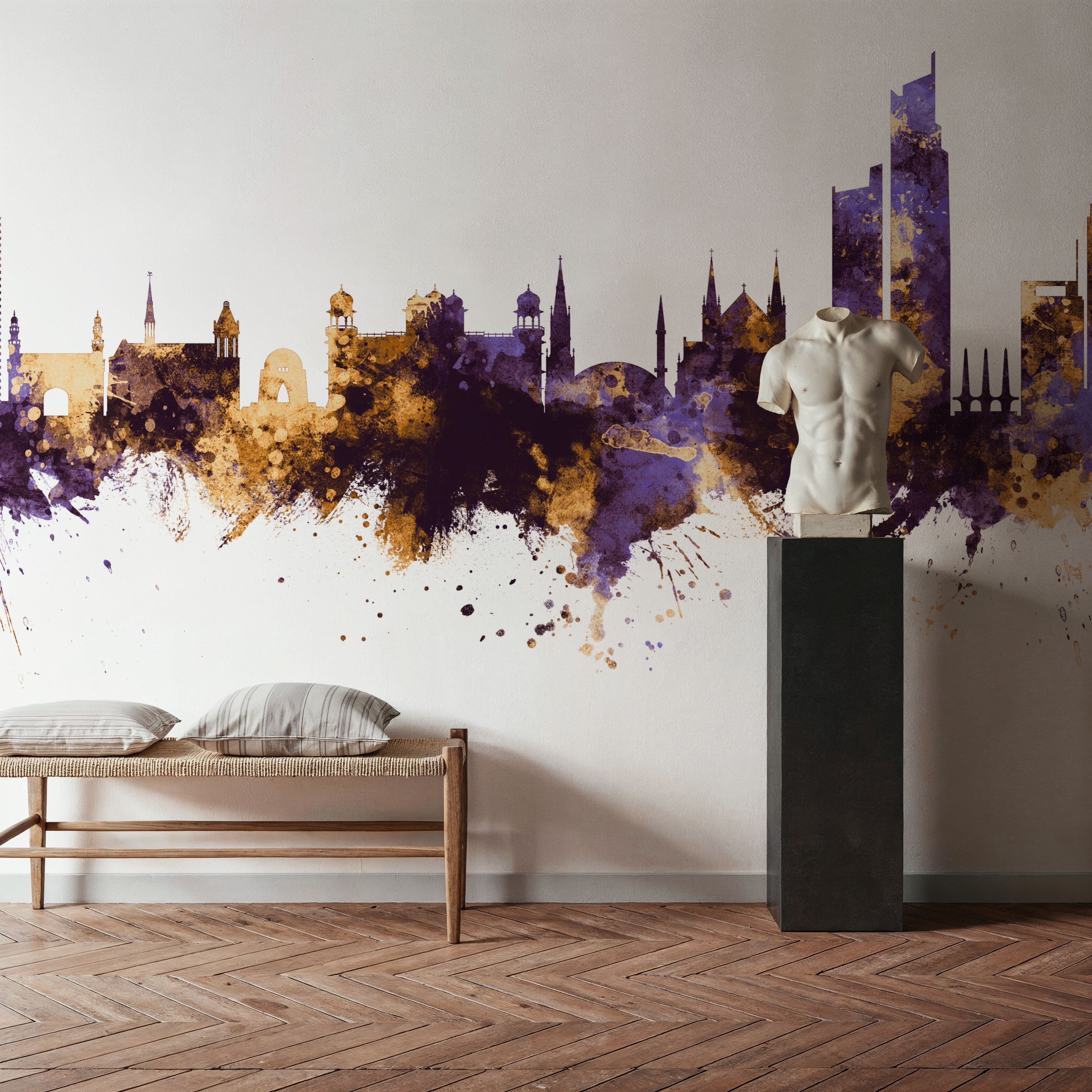 Karachi Pakistan Skyline Purple & Gold