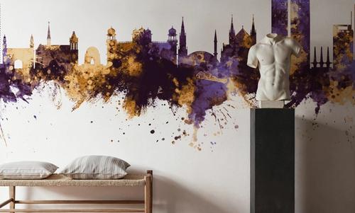 Karachi Pakistan Skyline Purple & Gold