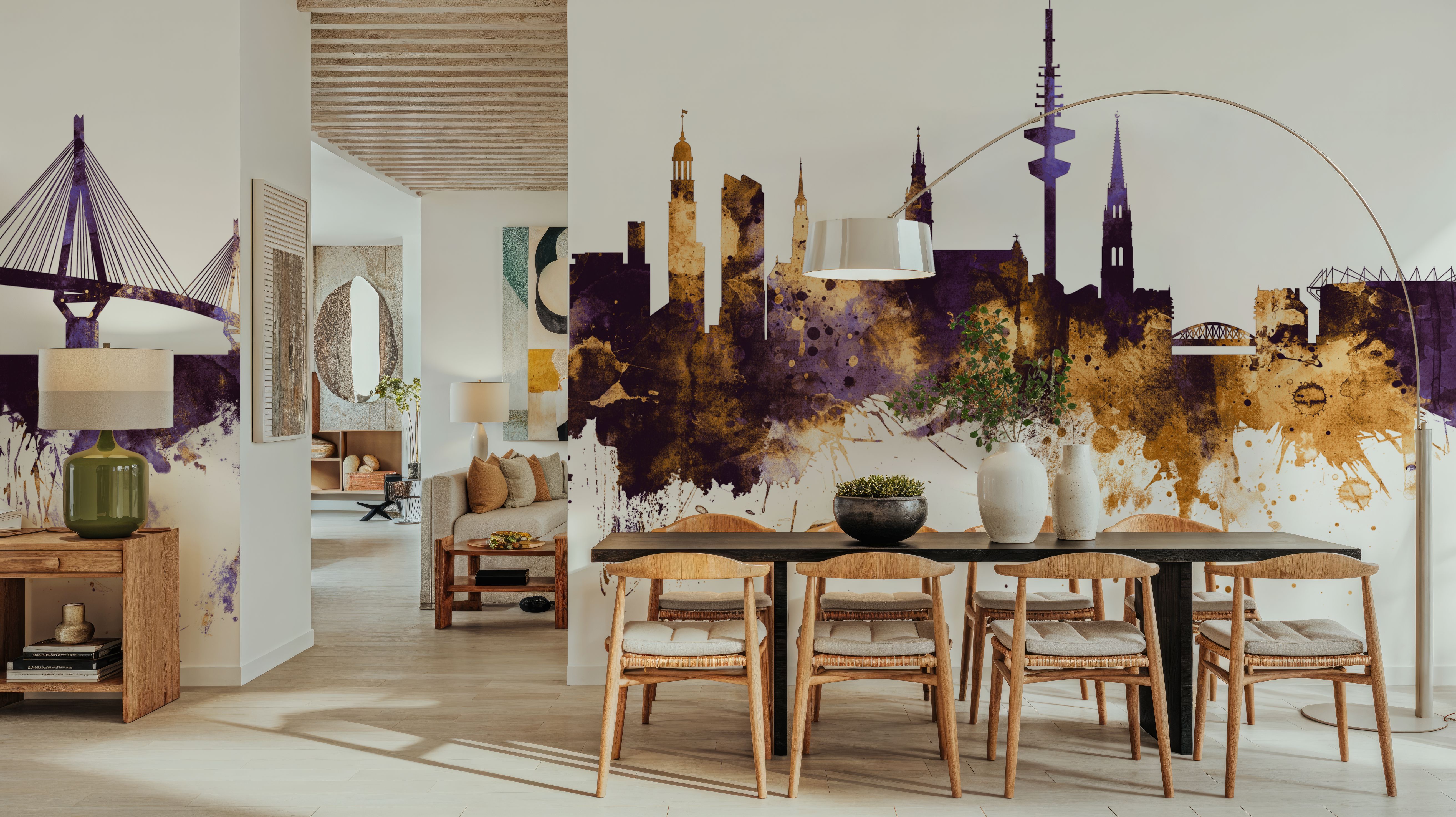 Hamburg Germany Skyline Purlpe & Gold