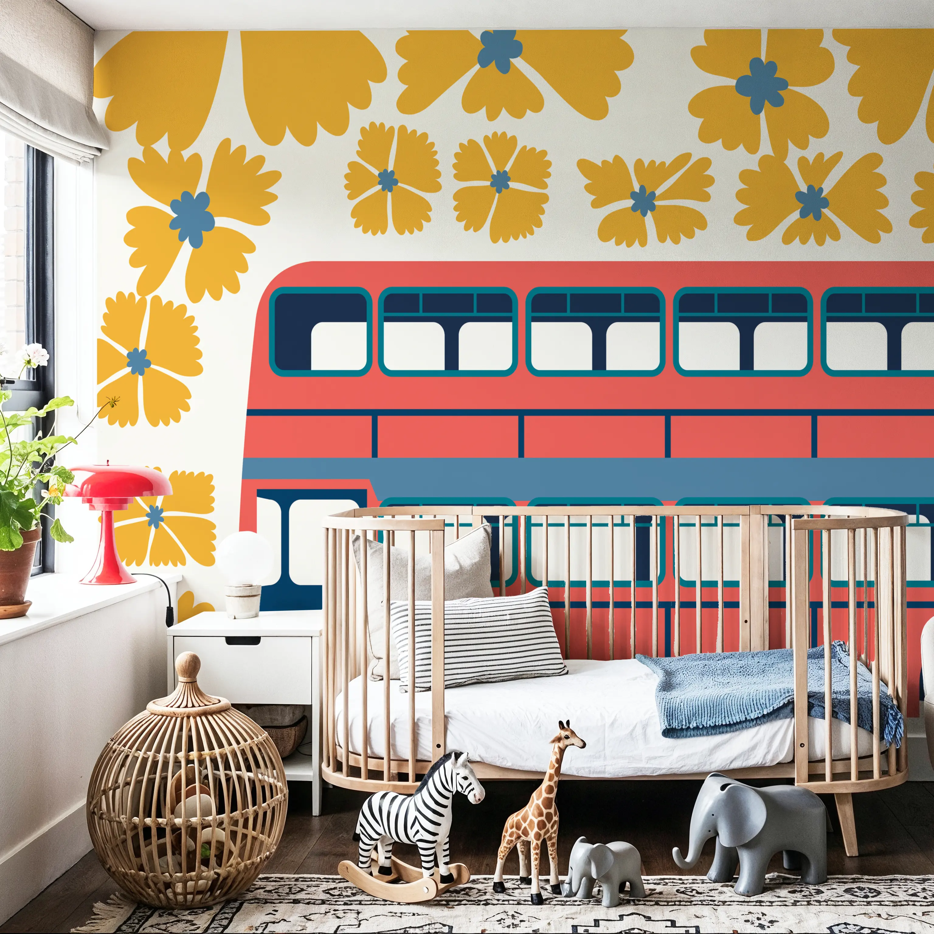 Fotobehang - Groovy European Travel II - Bakstenen Monumenten Mural - Oranje - Kinderkamer - Wallism België - Zelfklevend of Vliesbehang