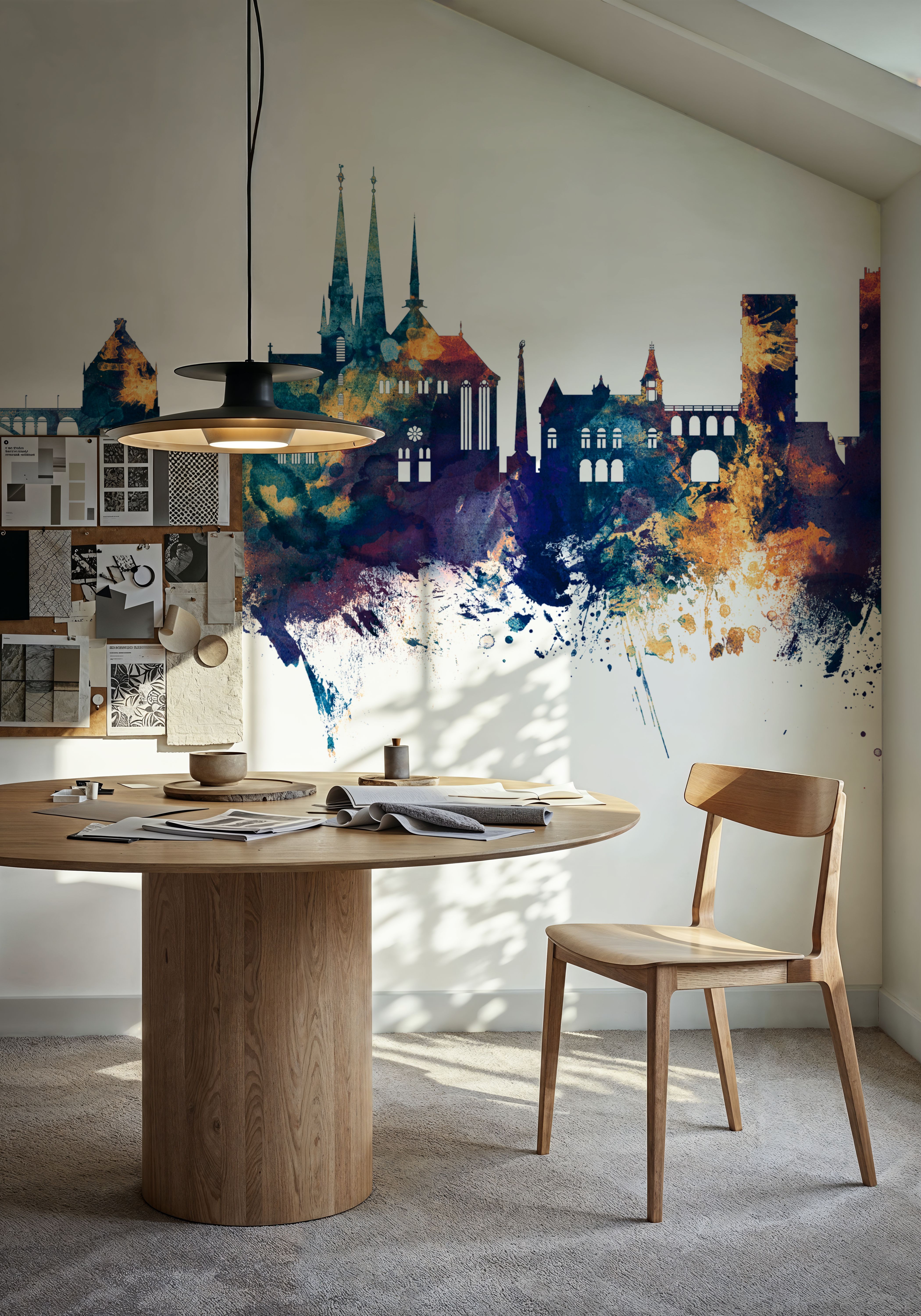 Luxembourg City Skyline Blue & Bronze