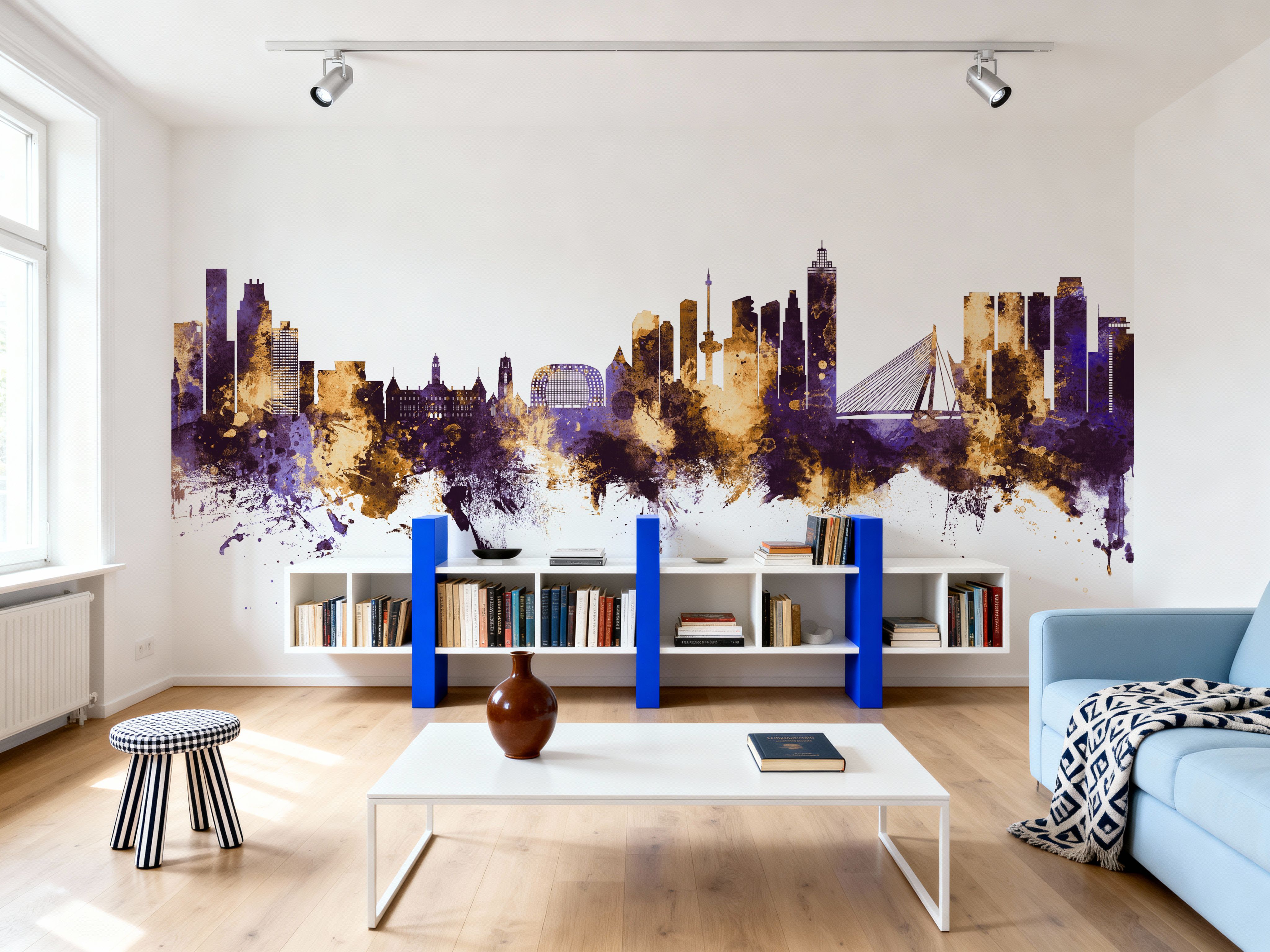 Rotterdam The Netherands Skyline Purple & Gold