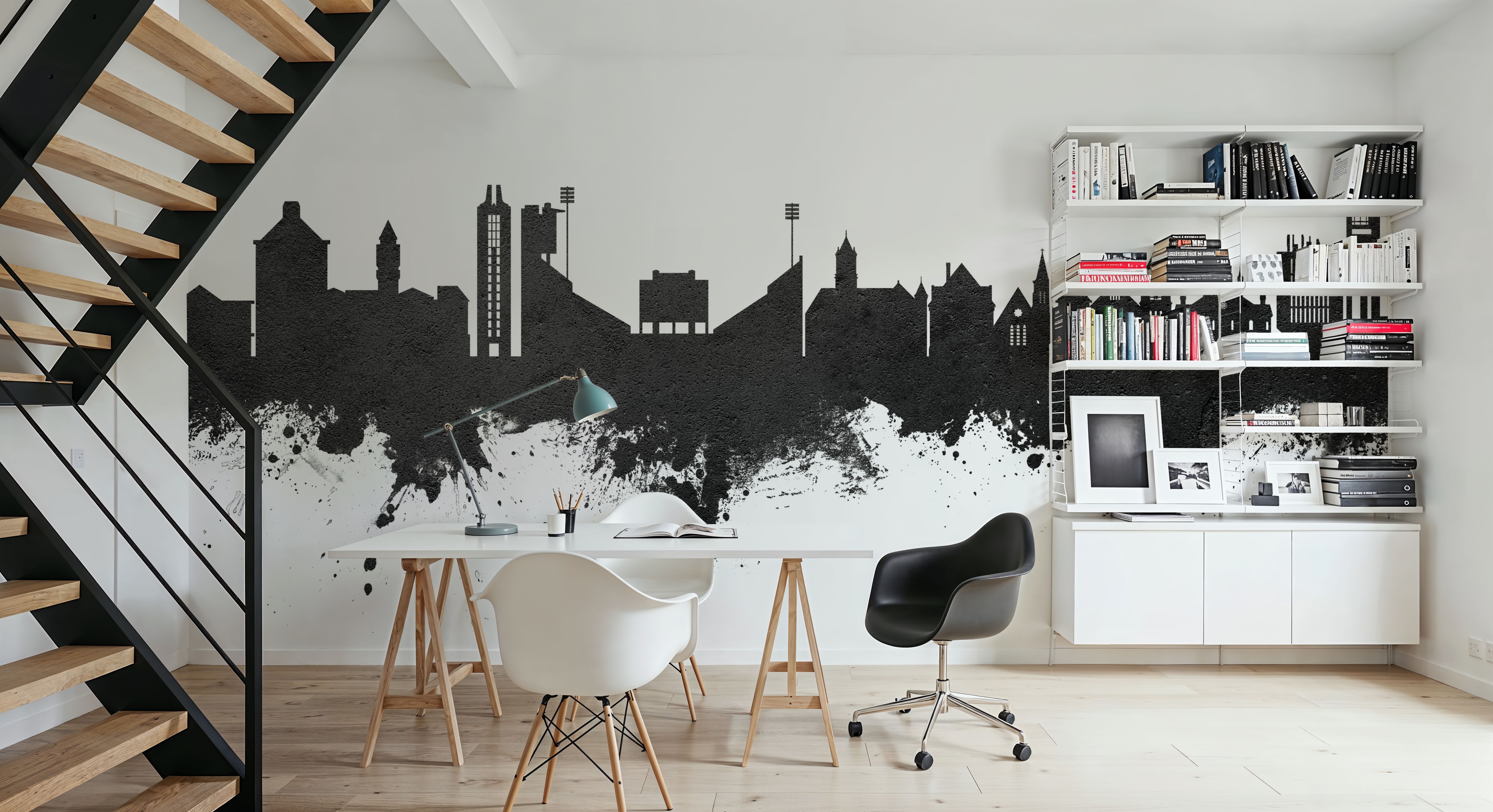 Lawrence Kansas Skyline Black & White, Wallpaper